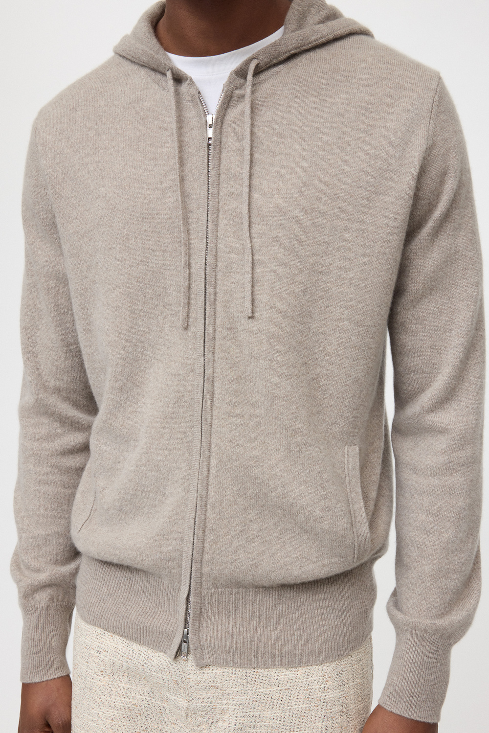 Men's Zip Hoodie - Zipper - Greige | Soft Goat