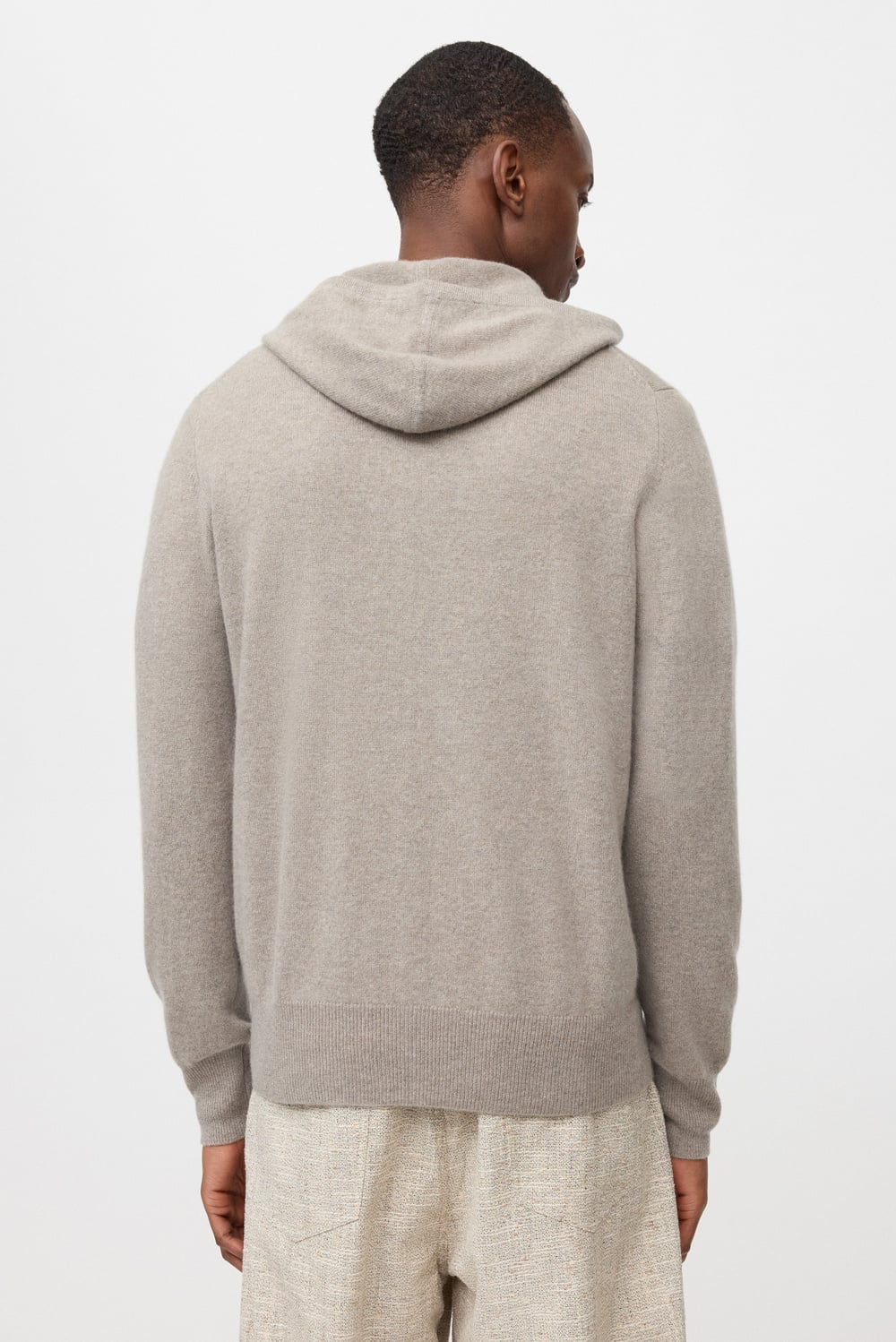 Men's Zip Hoodie - Zipper - Greige | Soft Goat