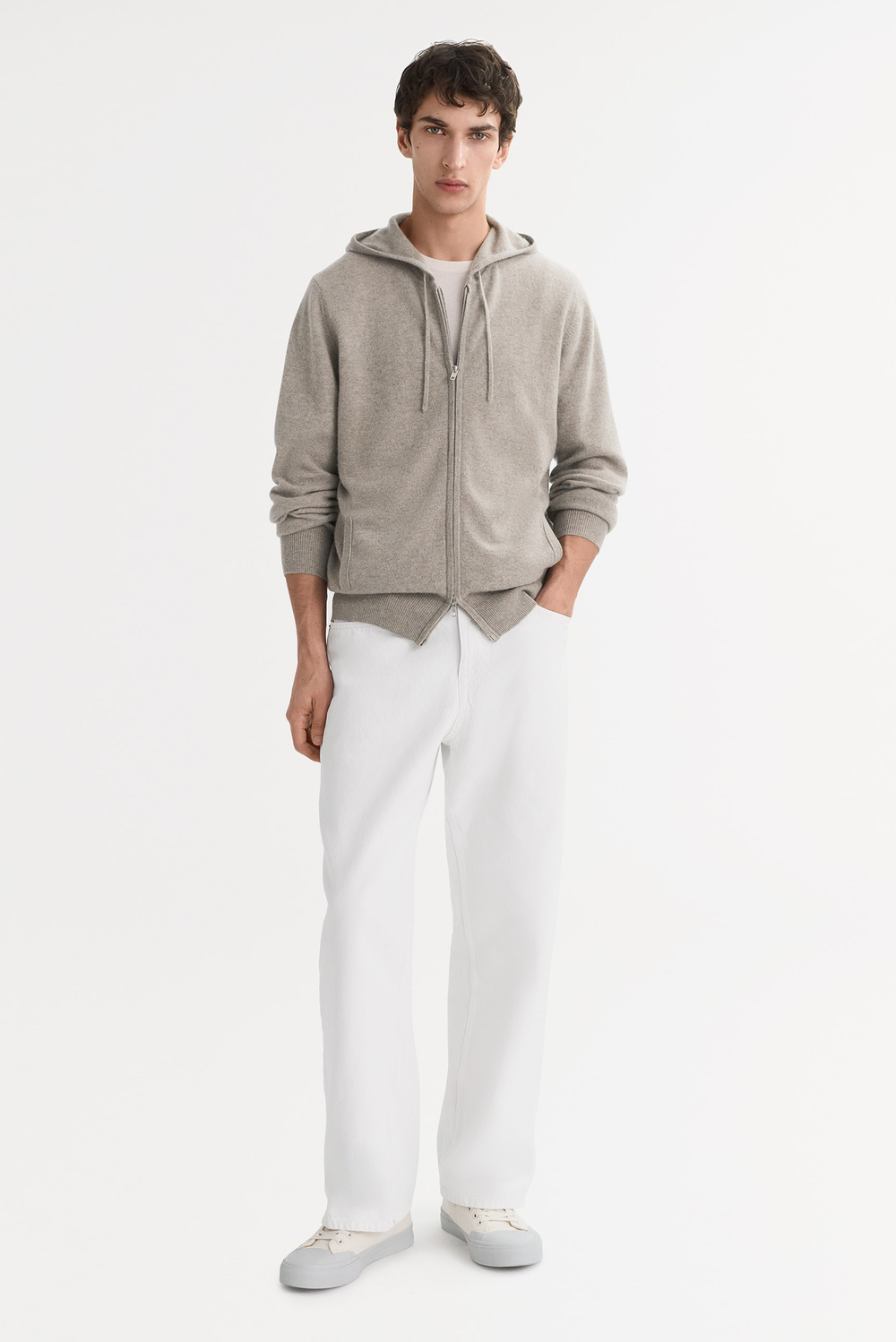 GuruGuru Zip Hoodie (Light Gray) M サイズ Grey Zip Hoodie (unisex) – The White Line™