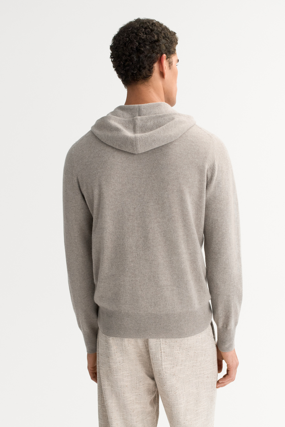 Men's Zip Hoodie - Zipper - Greige | Soft Goat