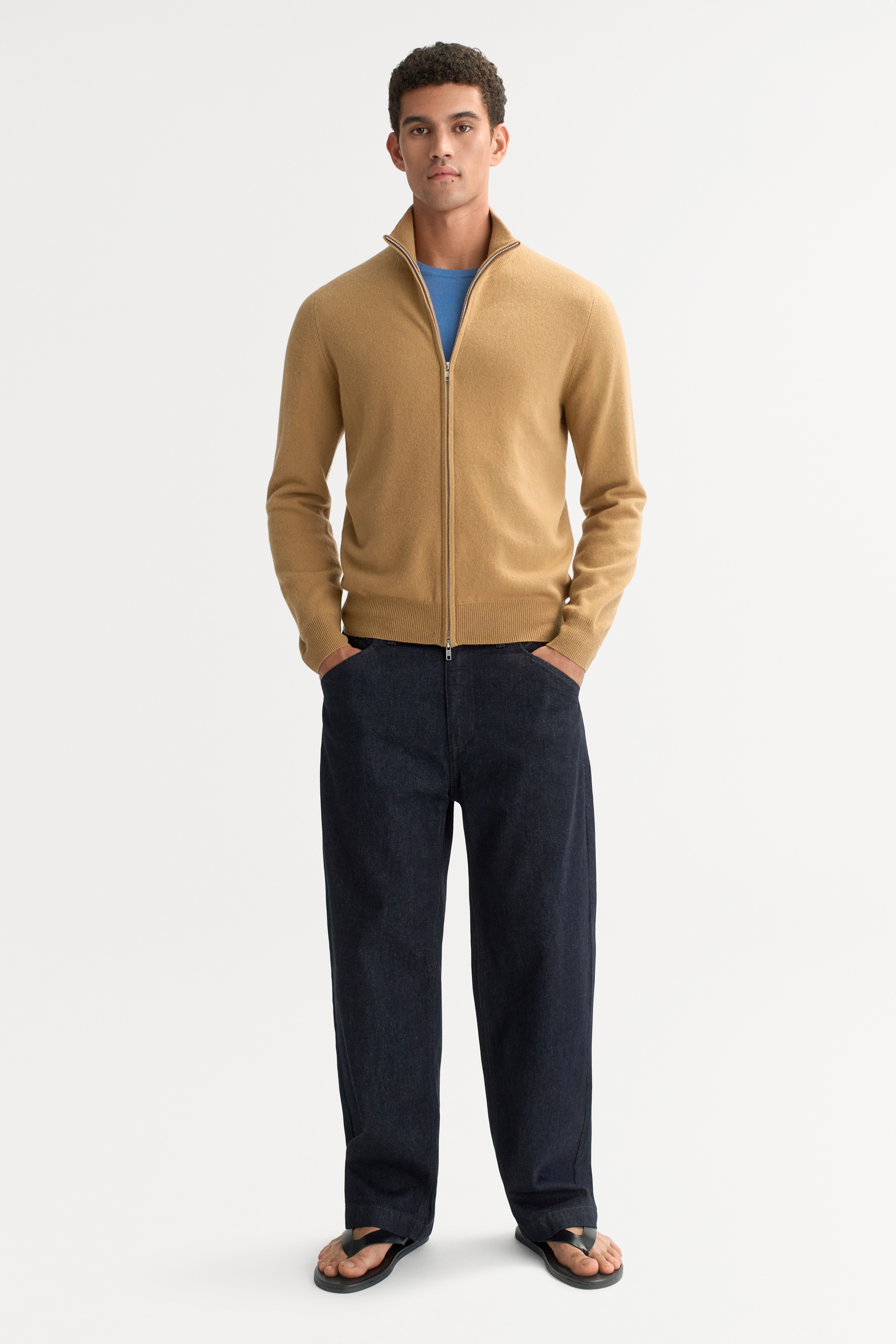 Men's full zip Camel 2