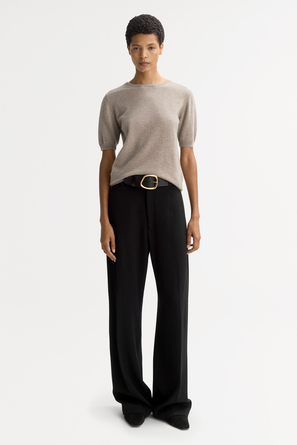 Short sleeve crewneck - Shortsleeves - Greige | Soft Goat