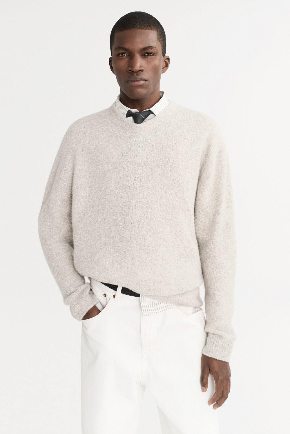 Men's Boucle Crewneck - Crewnecks - Black | Soft Goat
