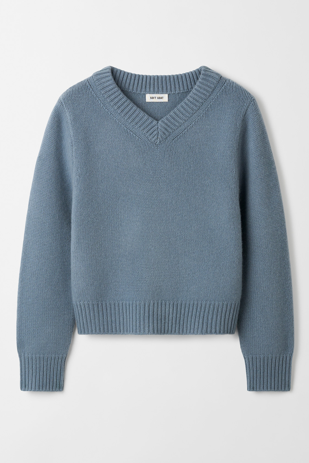 Chunky v-neck - V-Necks - Retro Blue | Soft Goat