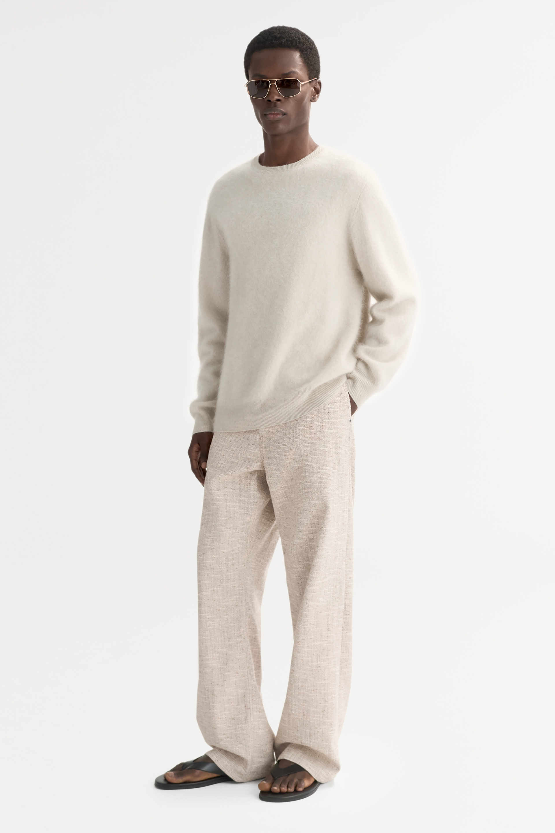 Men's brushed crewneck Chalk 2