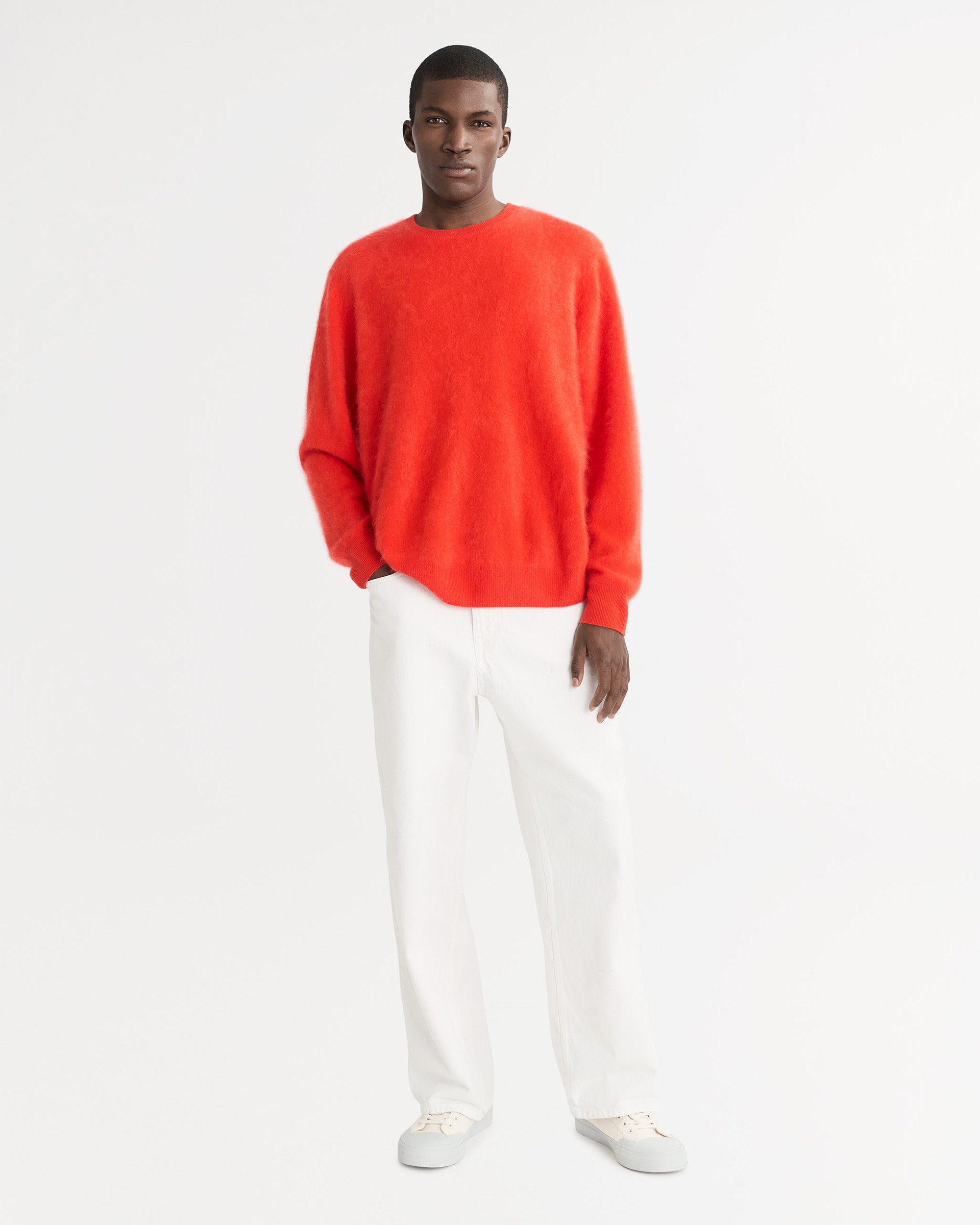 Men's Brushed Crewneck Tangerine 2
