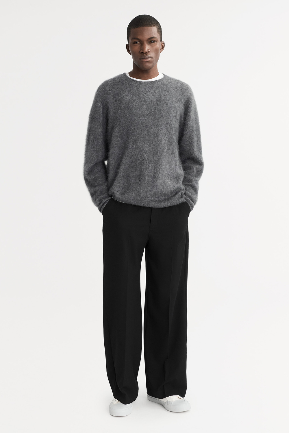 Men's Boucle Crewneck - Crewnecks - Black | Soft Goat