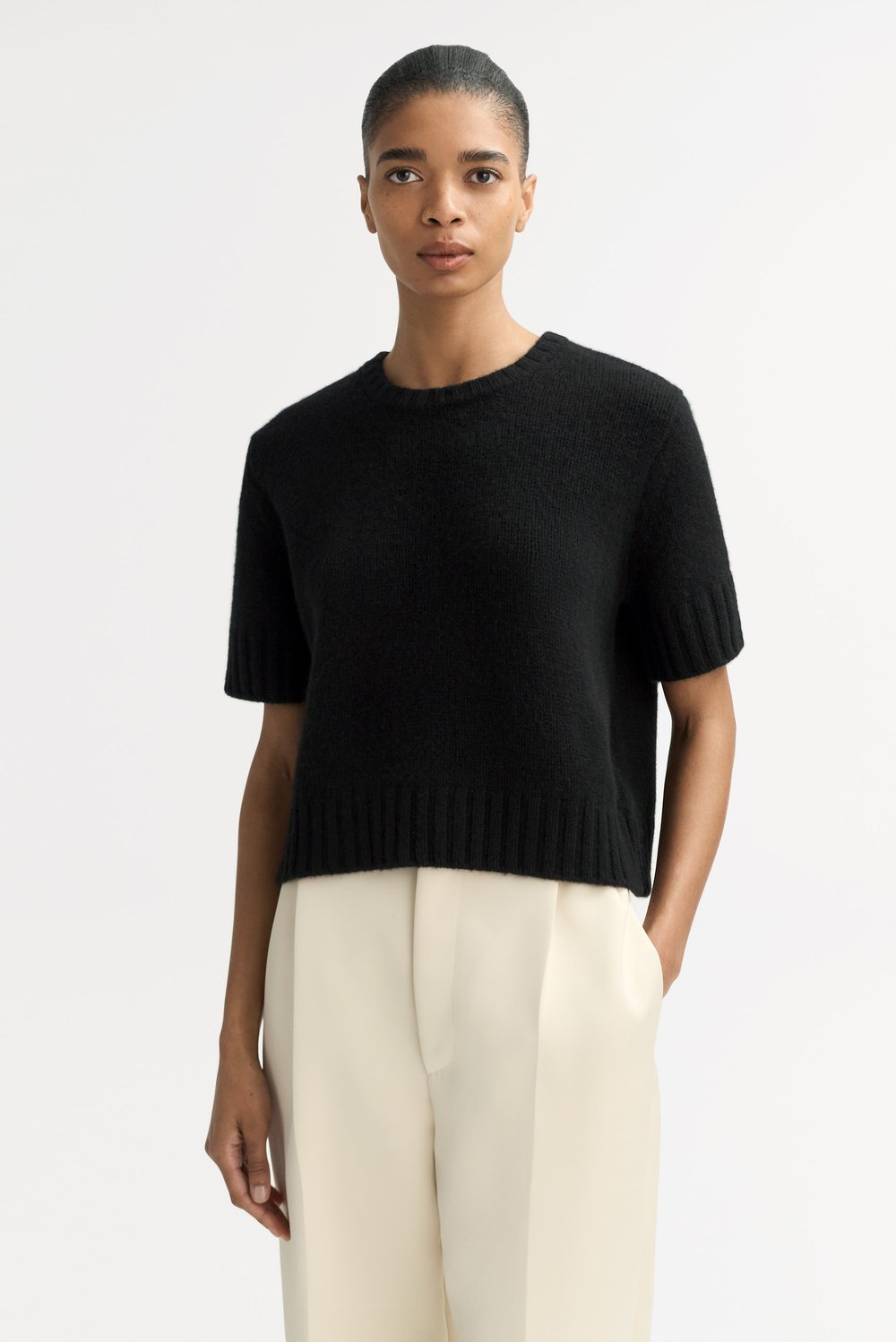 Chunky short sleeve - Shortsleeves - Greige | Soft Goat
