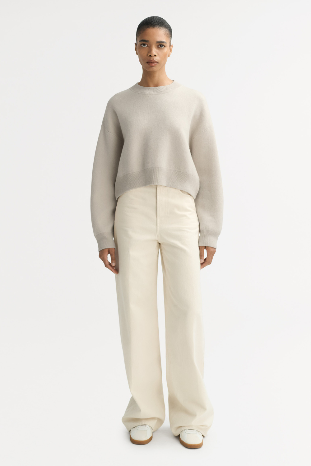 Double faced crewneck - Crewnecks - Chalk | Soft Goat