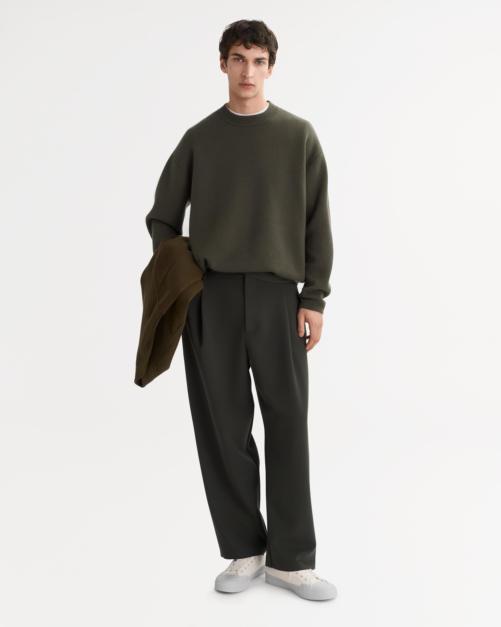 Men's Double Faced Crewneck Olive 2