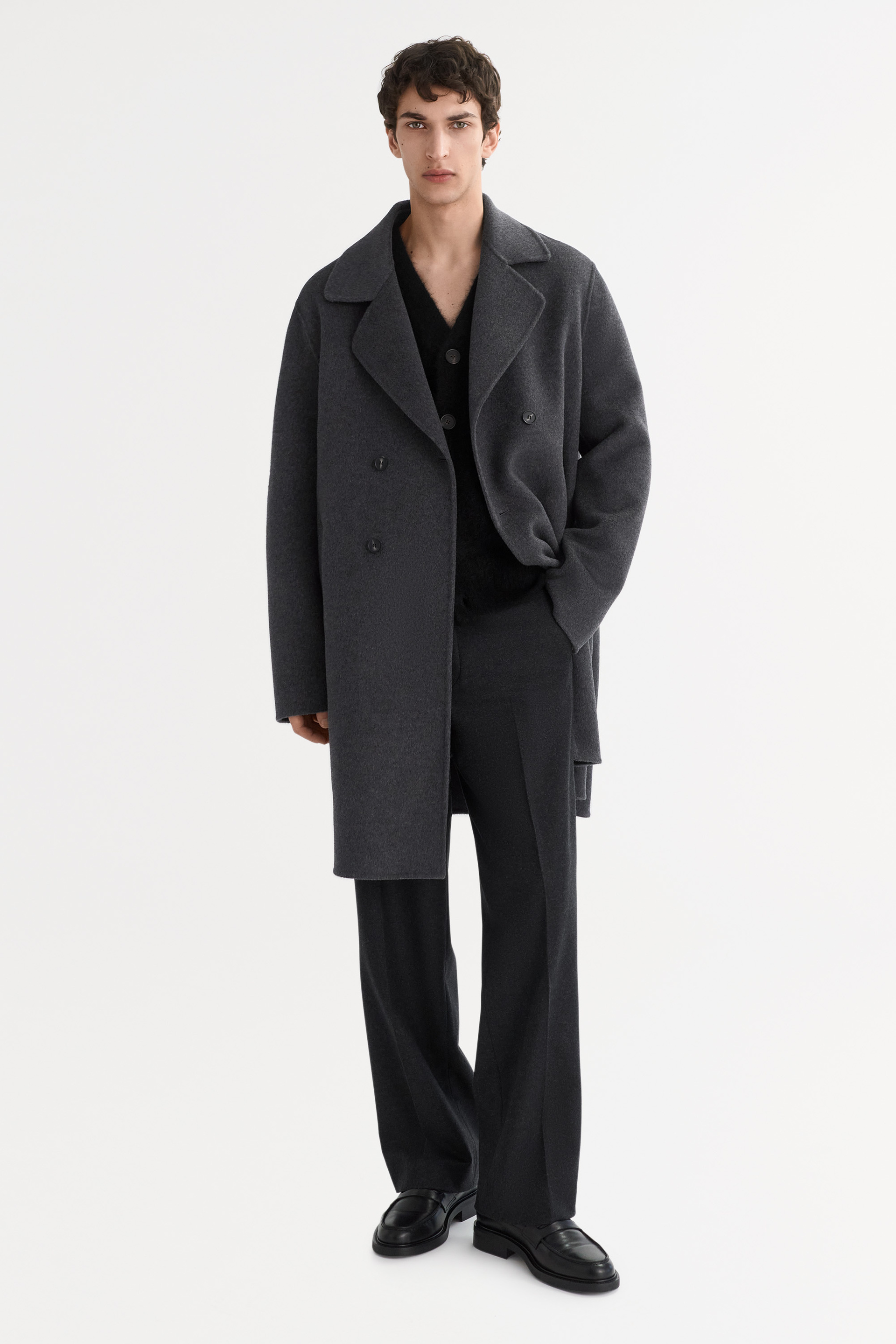 Men's Double Breasted Coat Grey 2