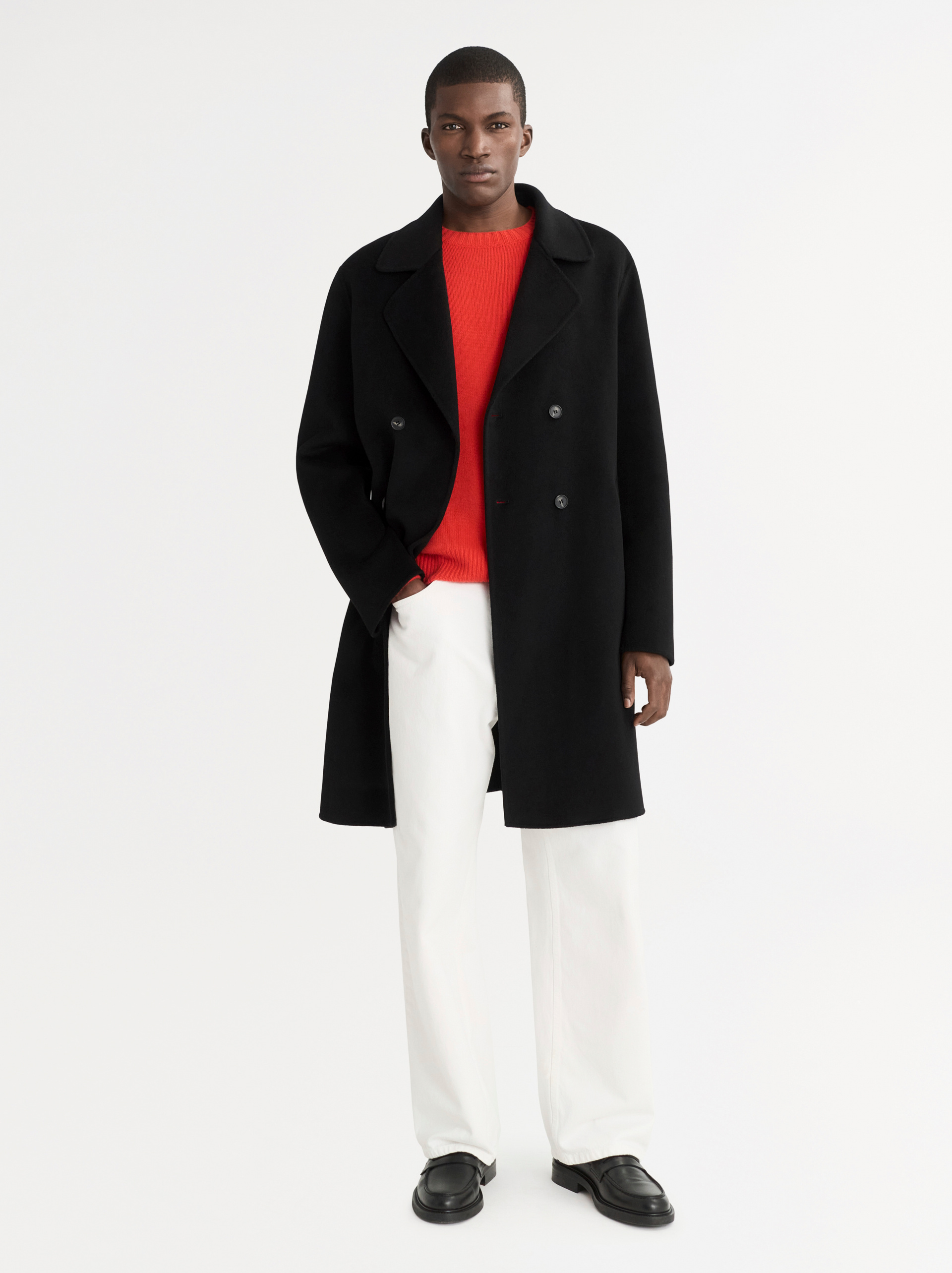 Men's Double Breasted Coat Black 2