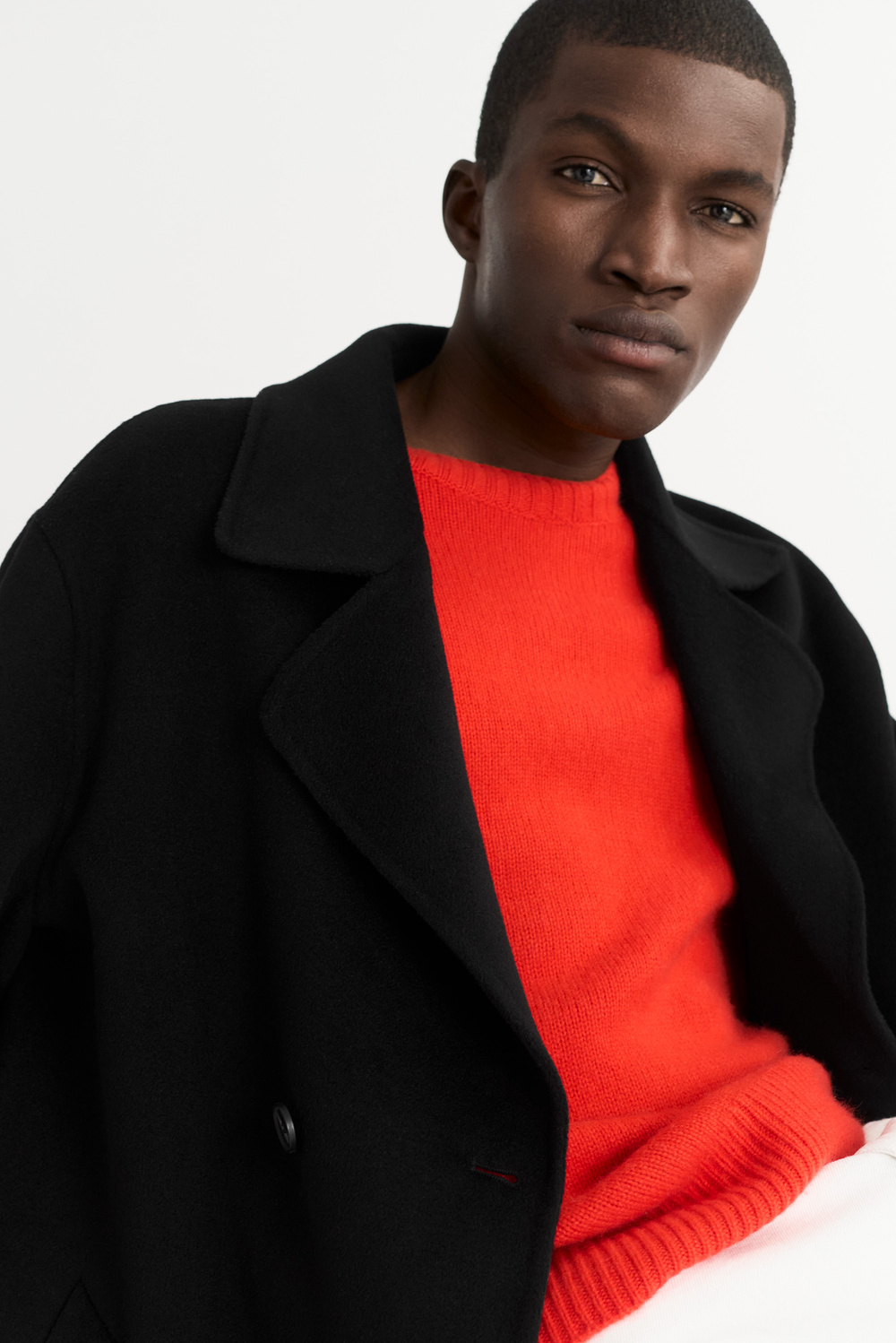 Men's Double Breasted Coat - Jackets & Coats - Grey | Soft Goat