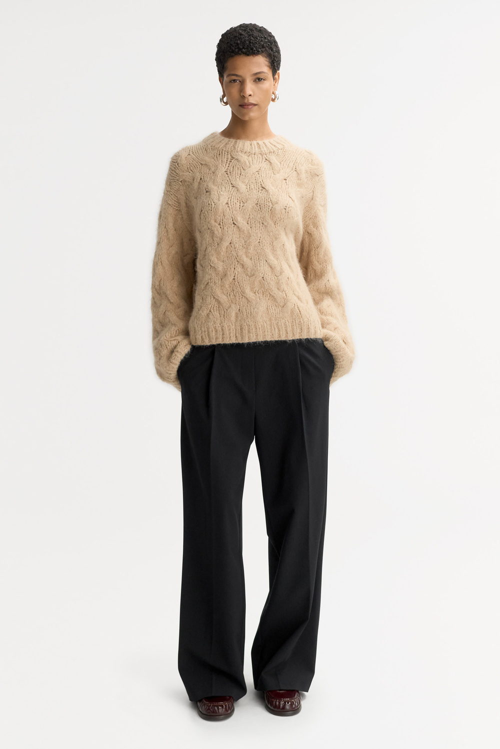 Chunky cable knit - Tops - Light Camel | Soft Goat