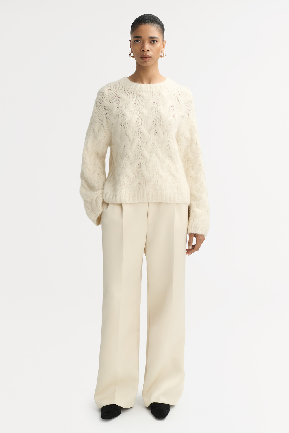 Chunky cable knit - Tops - Feather White | Soft Goat Chunky cable knit - Tops - Feather White | Soft Goat