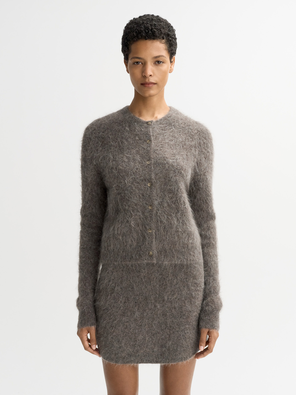 【LENO×JS】 ALPAKA CARDIGAN サイズ2 Cardigan made of alpaca-mix | Closed