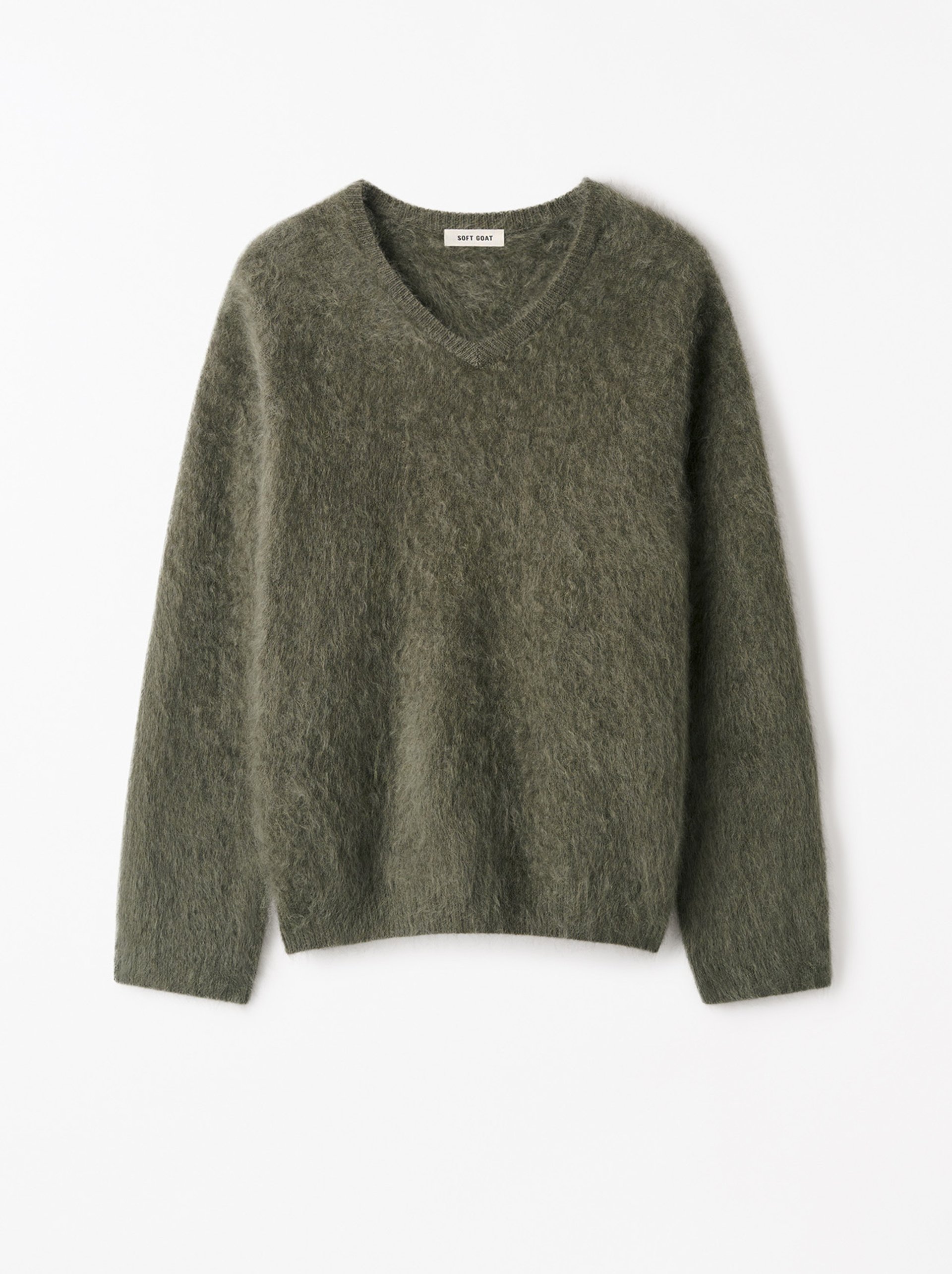 Brushed v-neck Olive 1