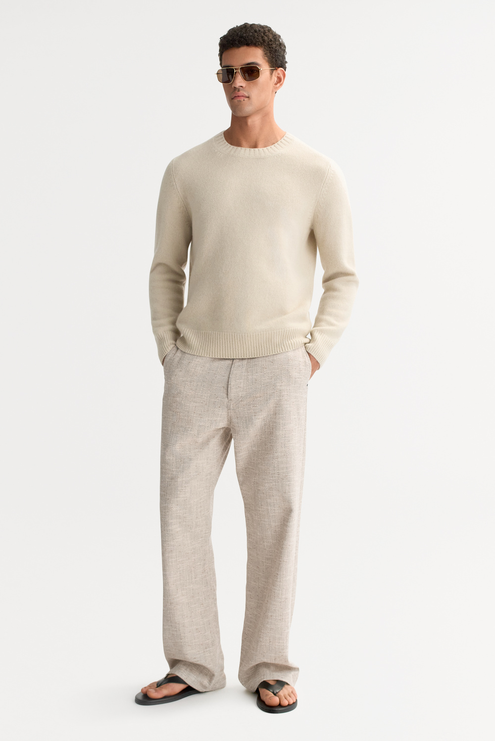 Men's Half Zip - Zipper - Greige | Soft Goat