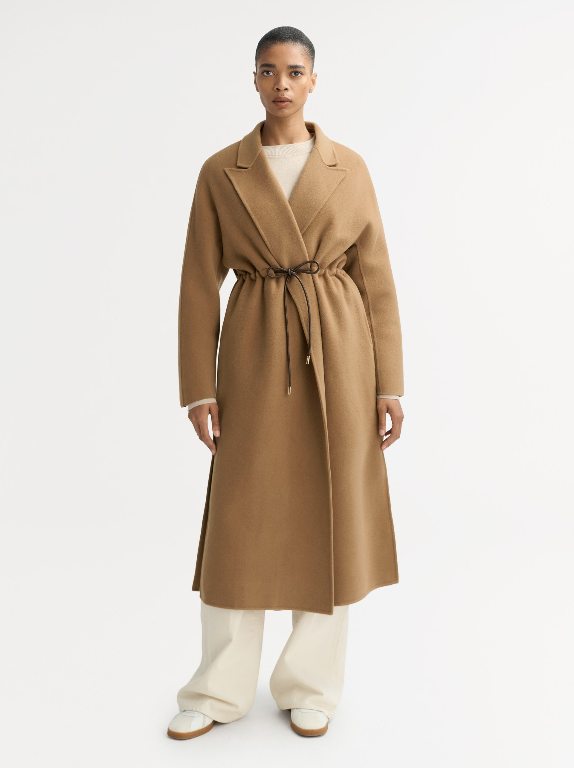 Drawstring coat Camel 2