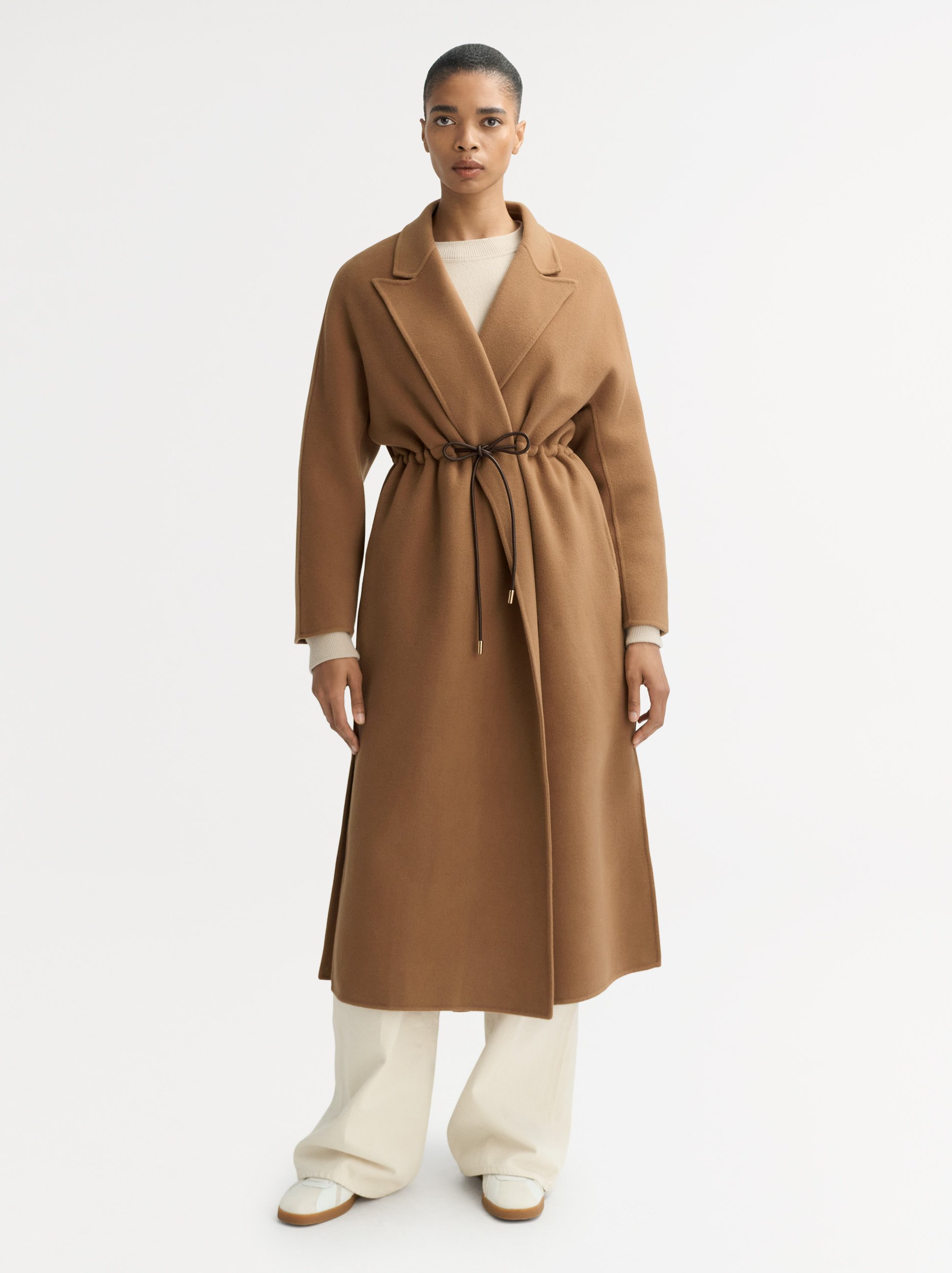 Drawstring coat Camel 2