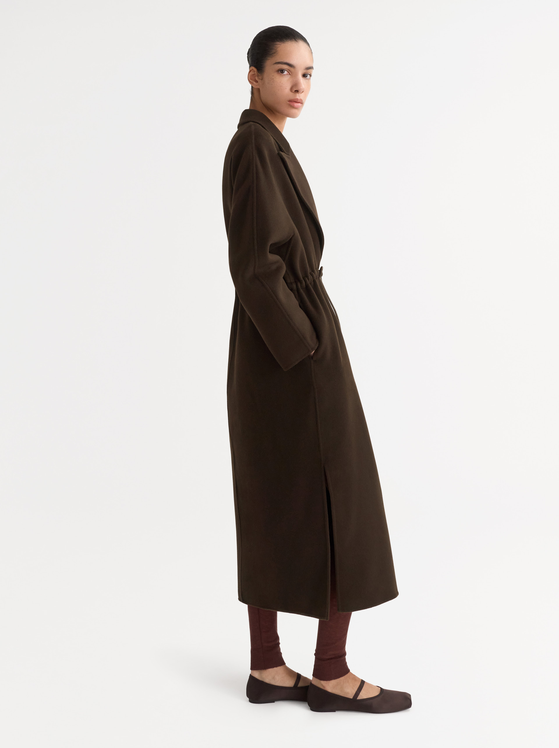 Drawstring coat Mocha 2