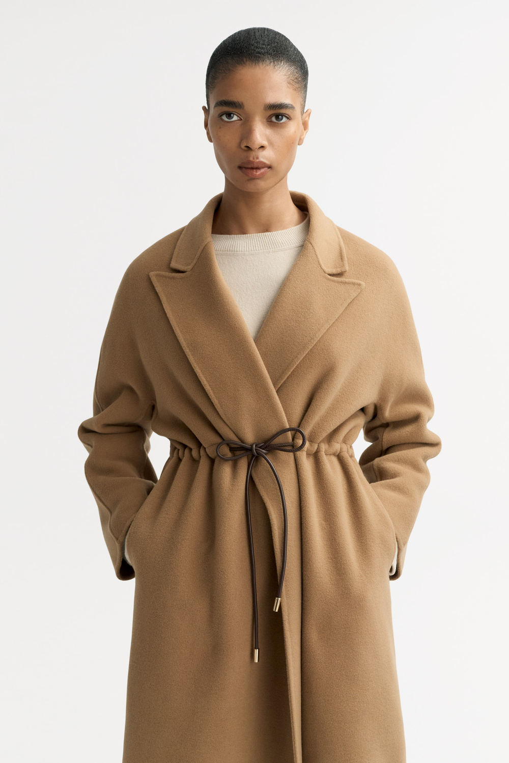 Drawstring coat - Jackets & Coats - Camel | Soft Goat