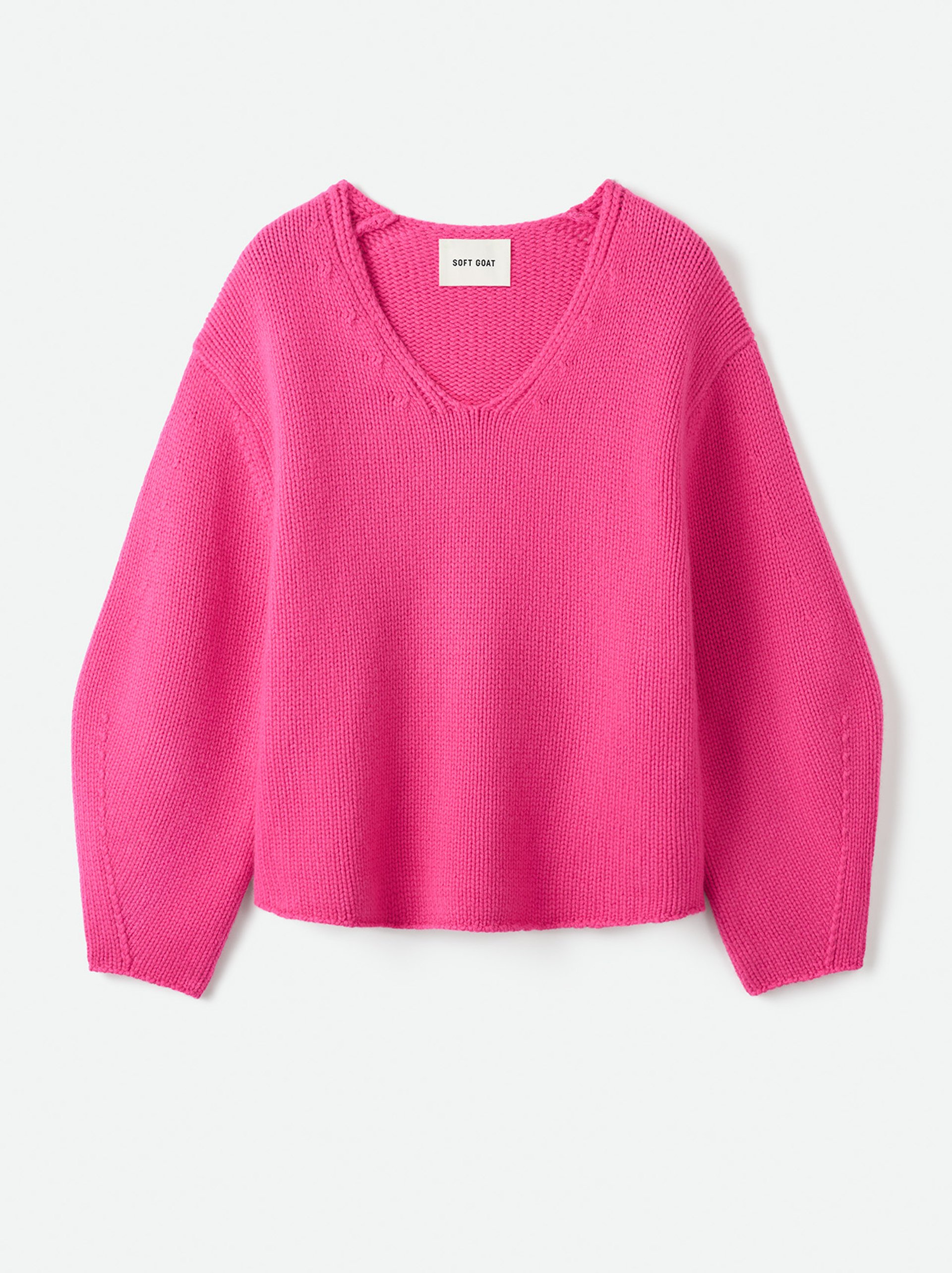 Puff Sleeve V-neck Fuchsia 1