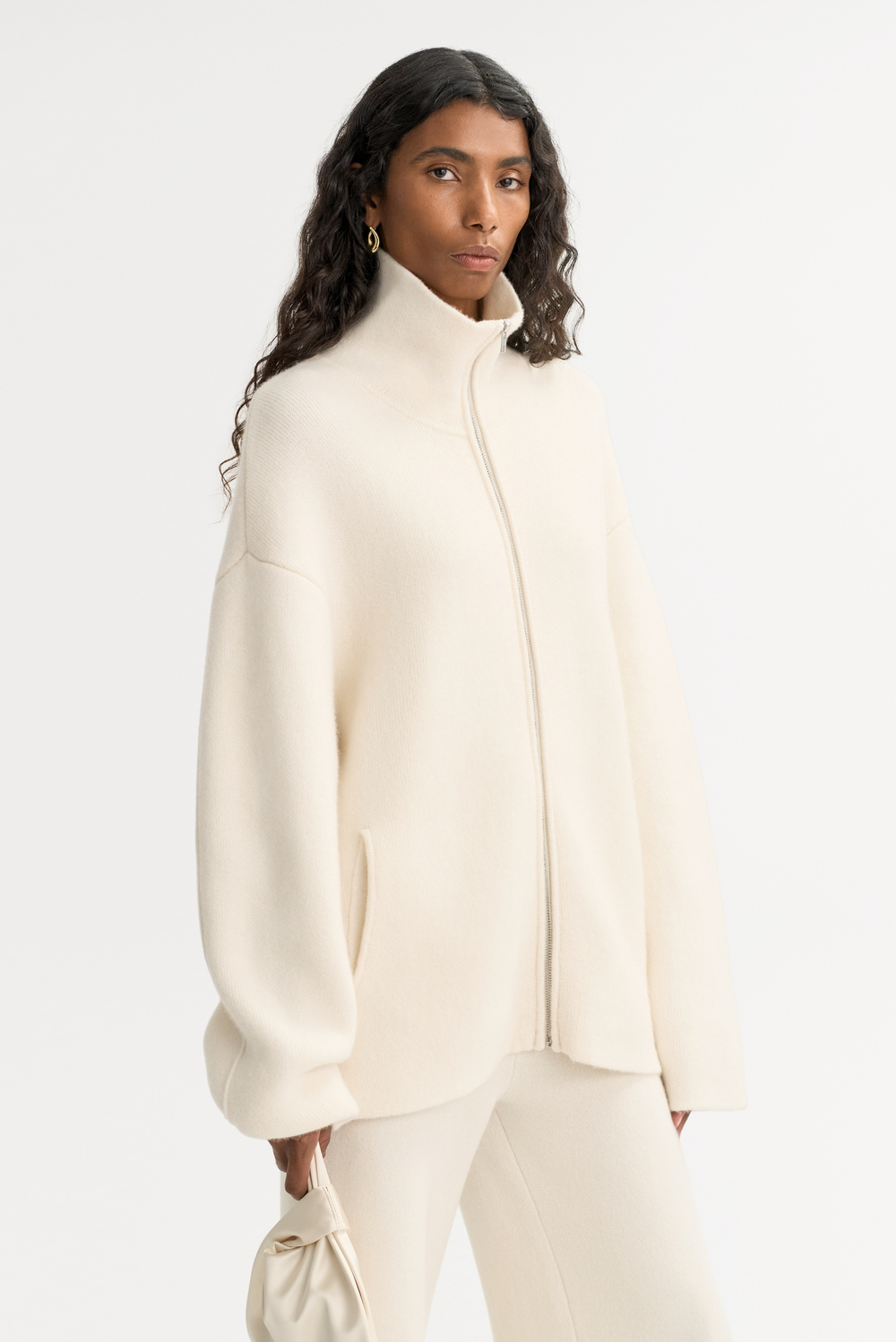 Double knit Cardigan - Cardigans - Feather White | Soft Goat