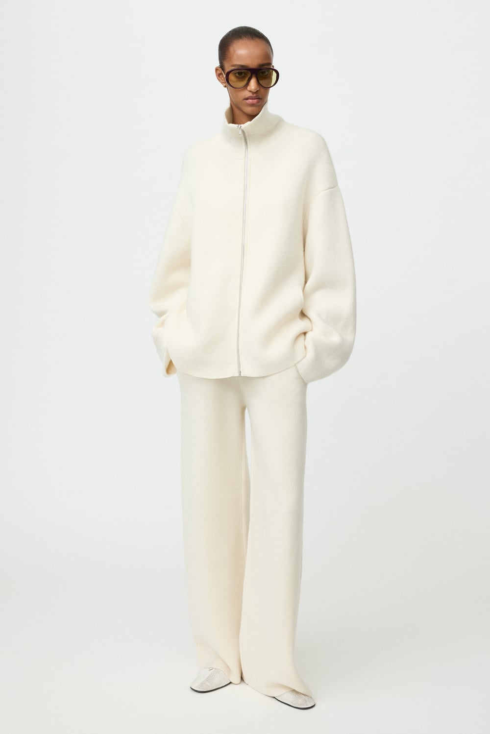 Double knit Cardigan - Cardigans - Feather White | Soft Goat
