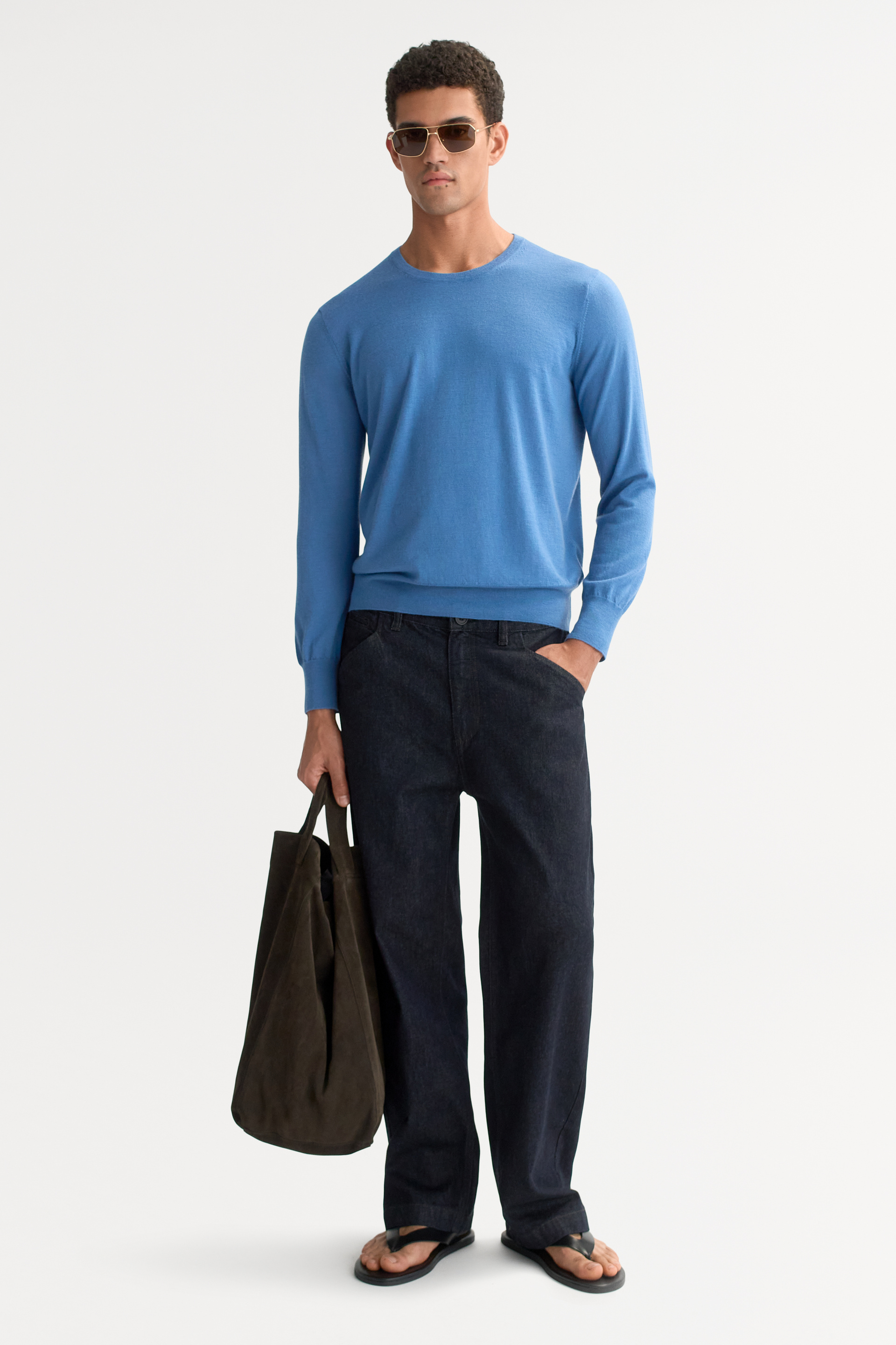 Men's featherlight crewneck Azure 2