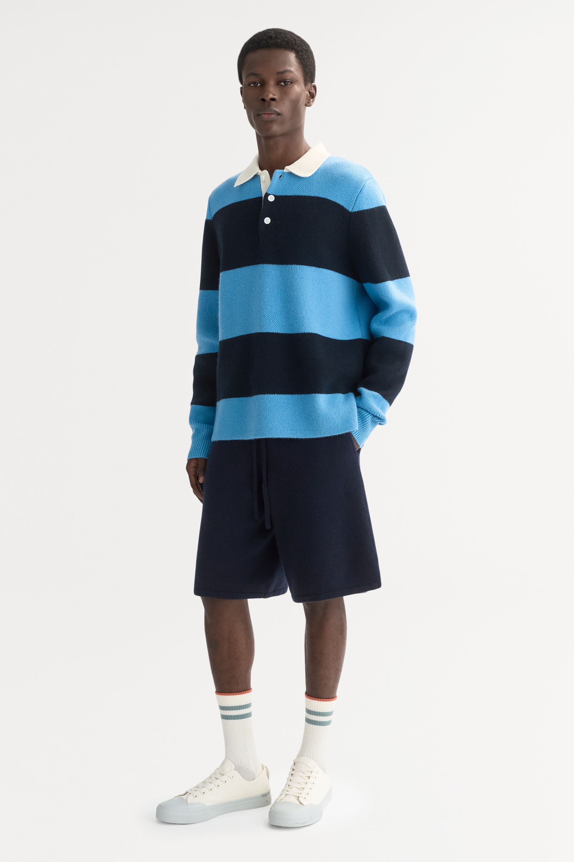 Men's striped polo shirt Azure 2