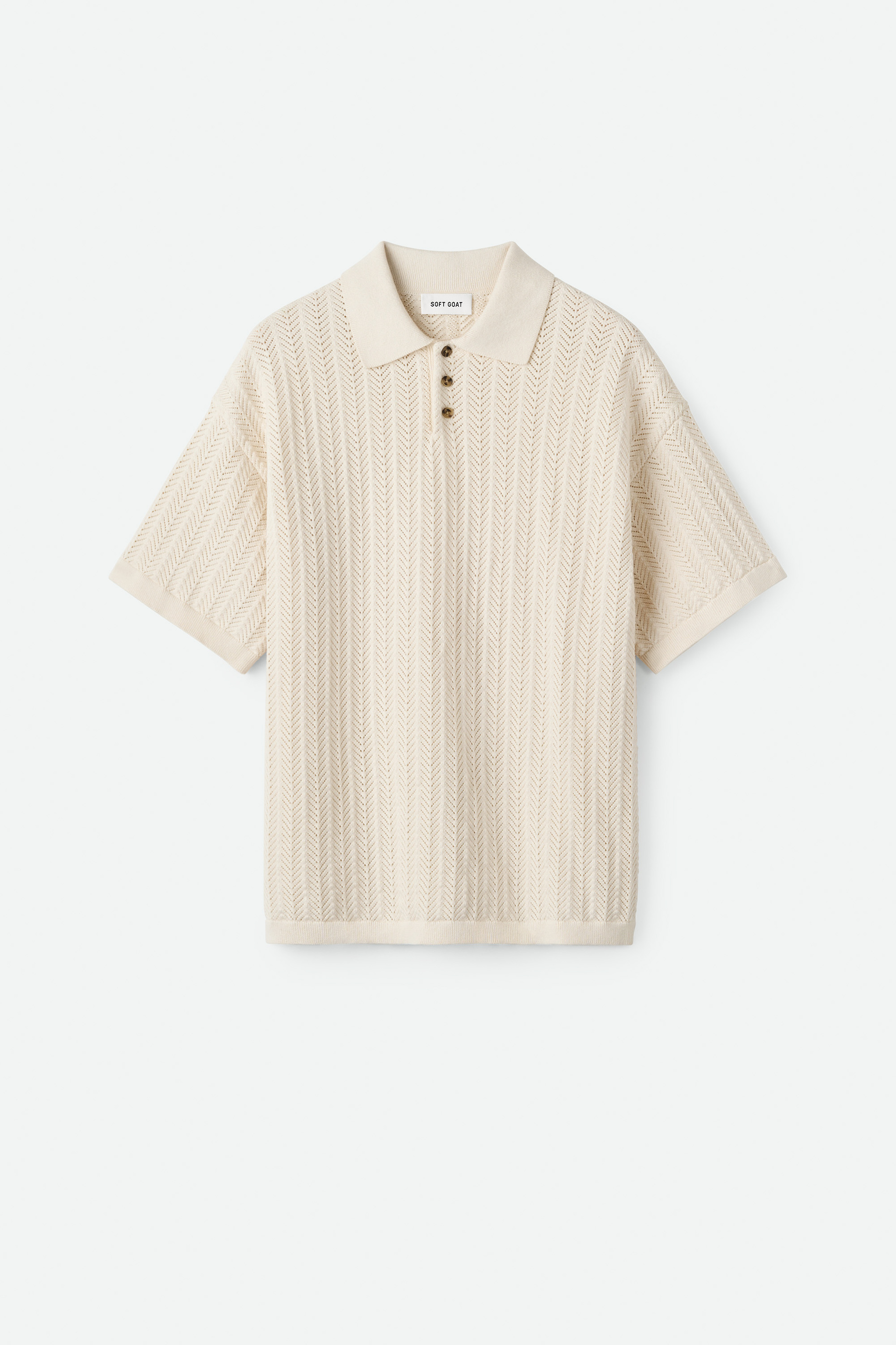 Men's crochet pique Feather White 1