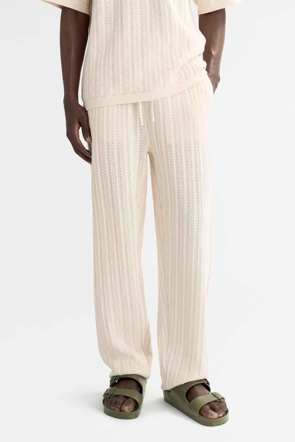 Men's crochet pants - Pants - Feather White | Soft Goat