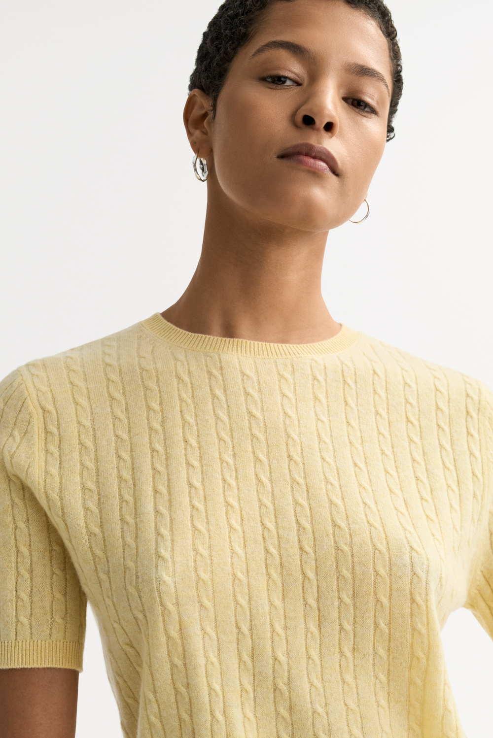 Cable knit top - Tops - Honeydew yellow | Soft Goat