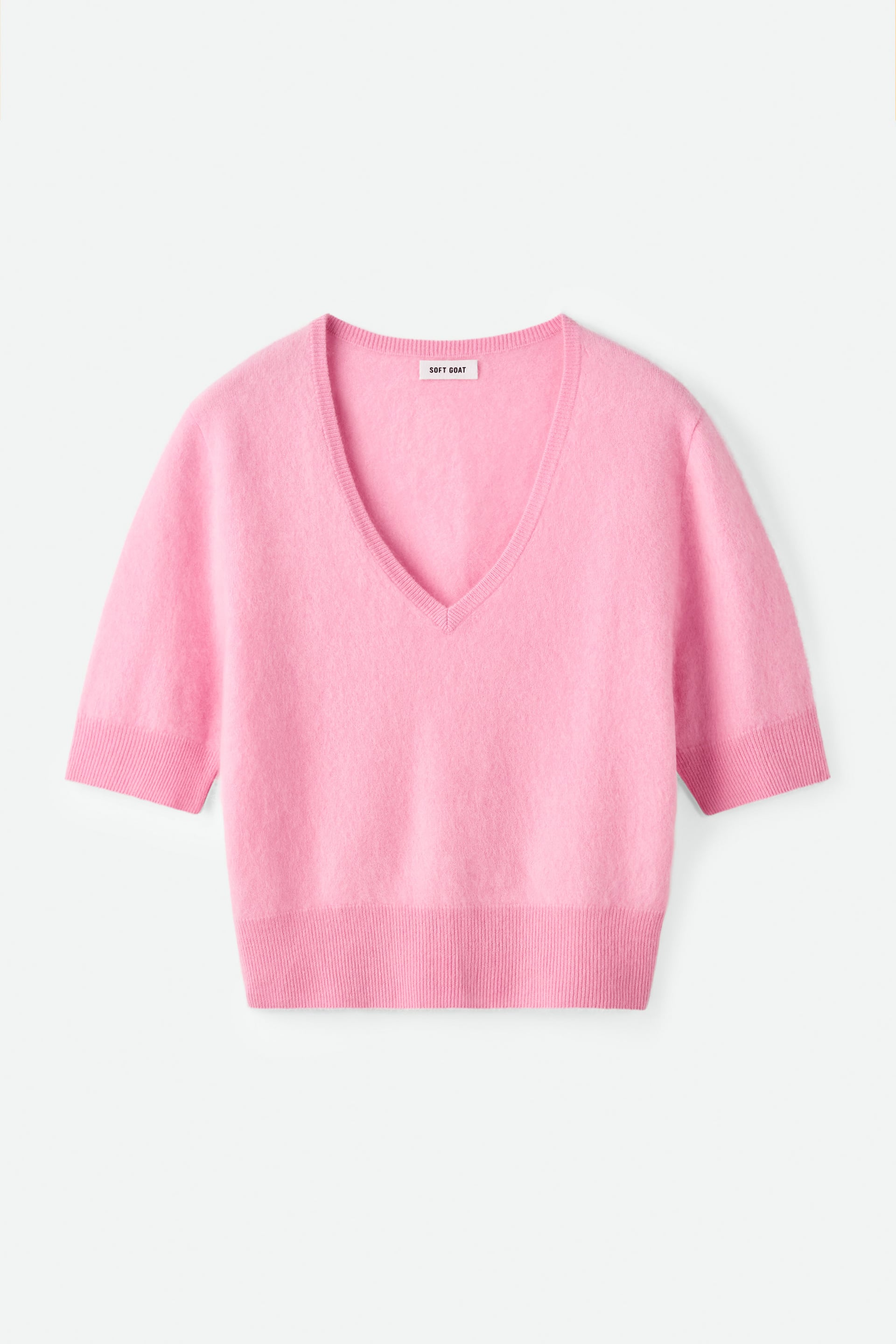 Brushed v-neck t-shirt Pink 1