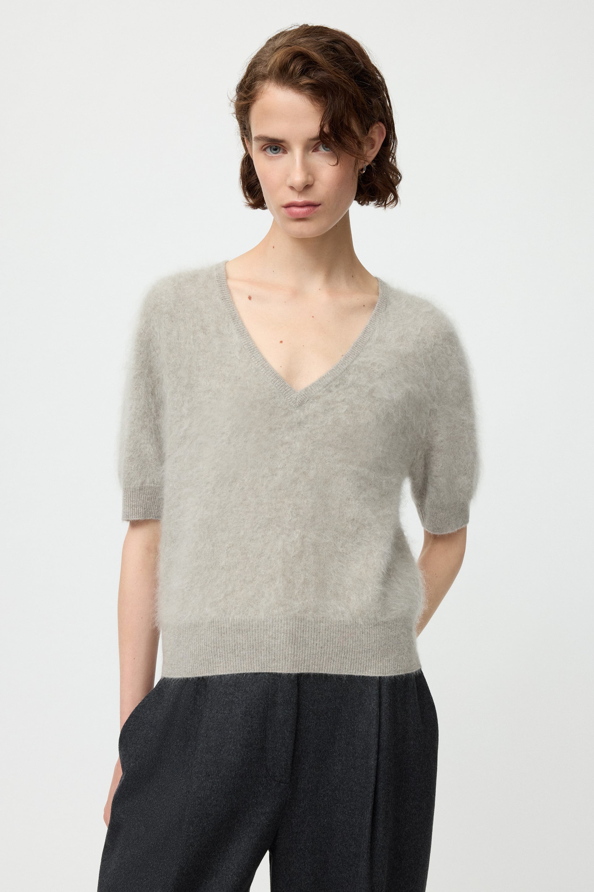 Brushed v-neck t-shirt 2