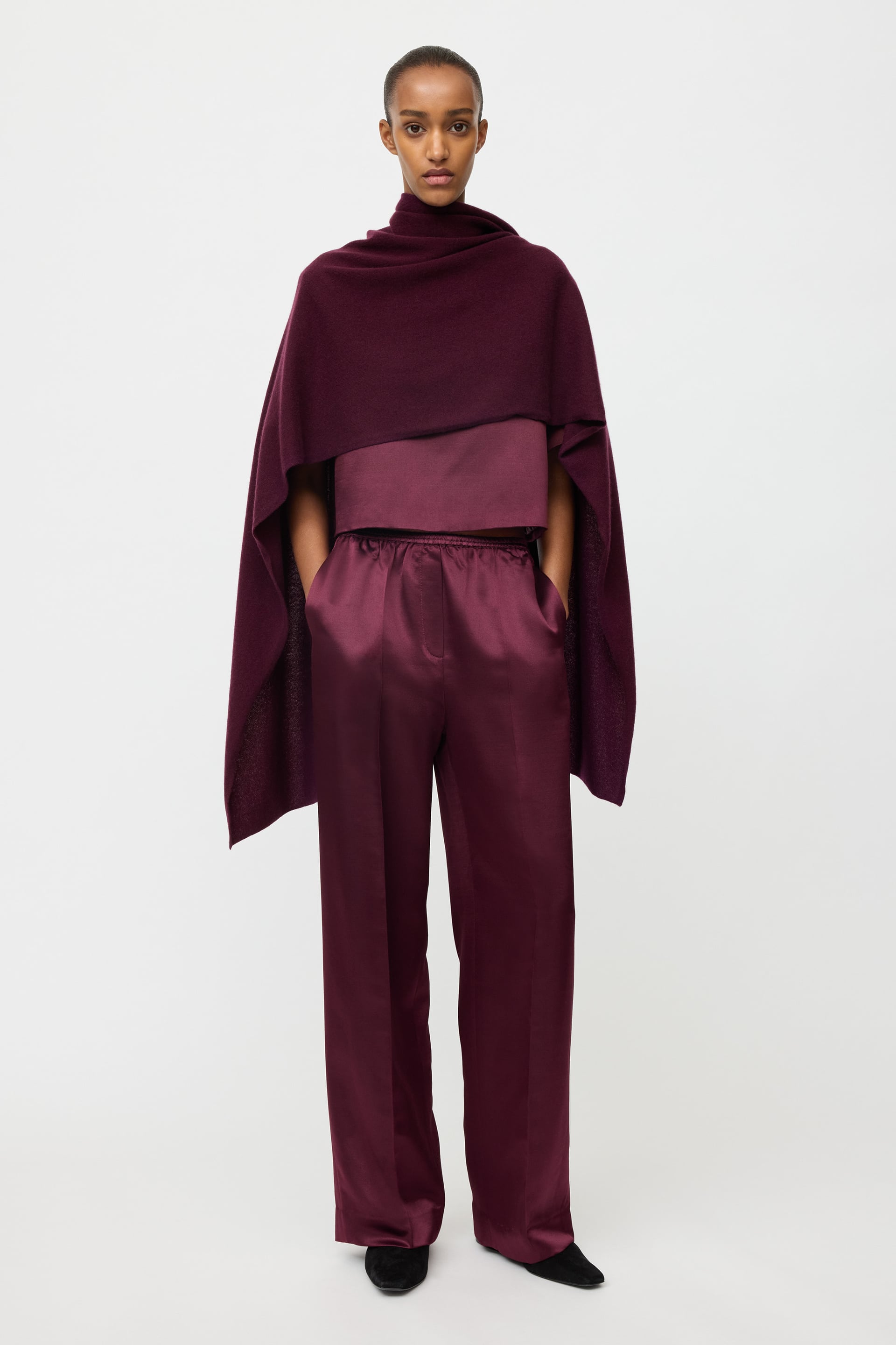 Silk pants Bordeaux 2