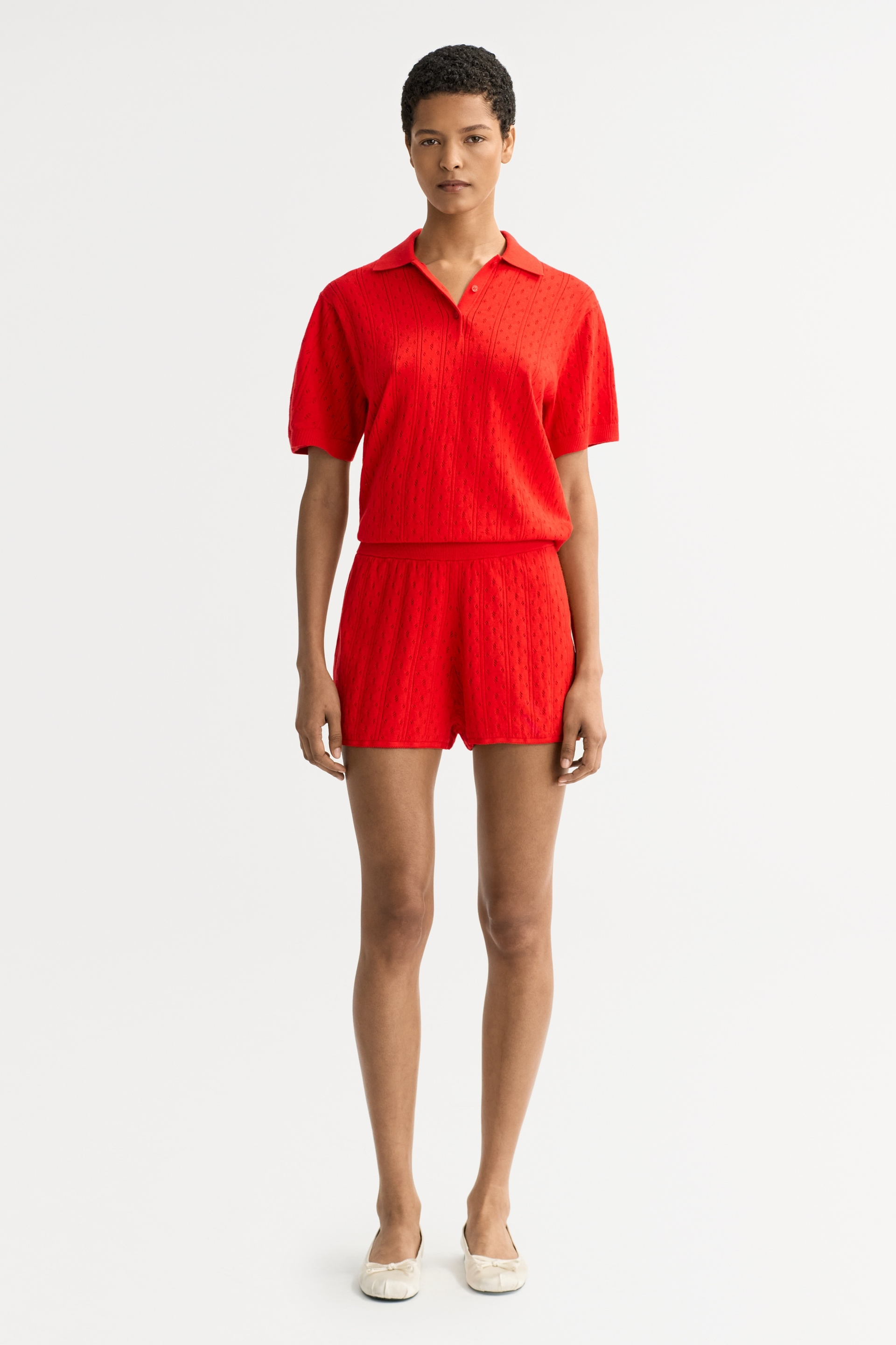 Pointelle shorts Tomato 2