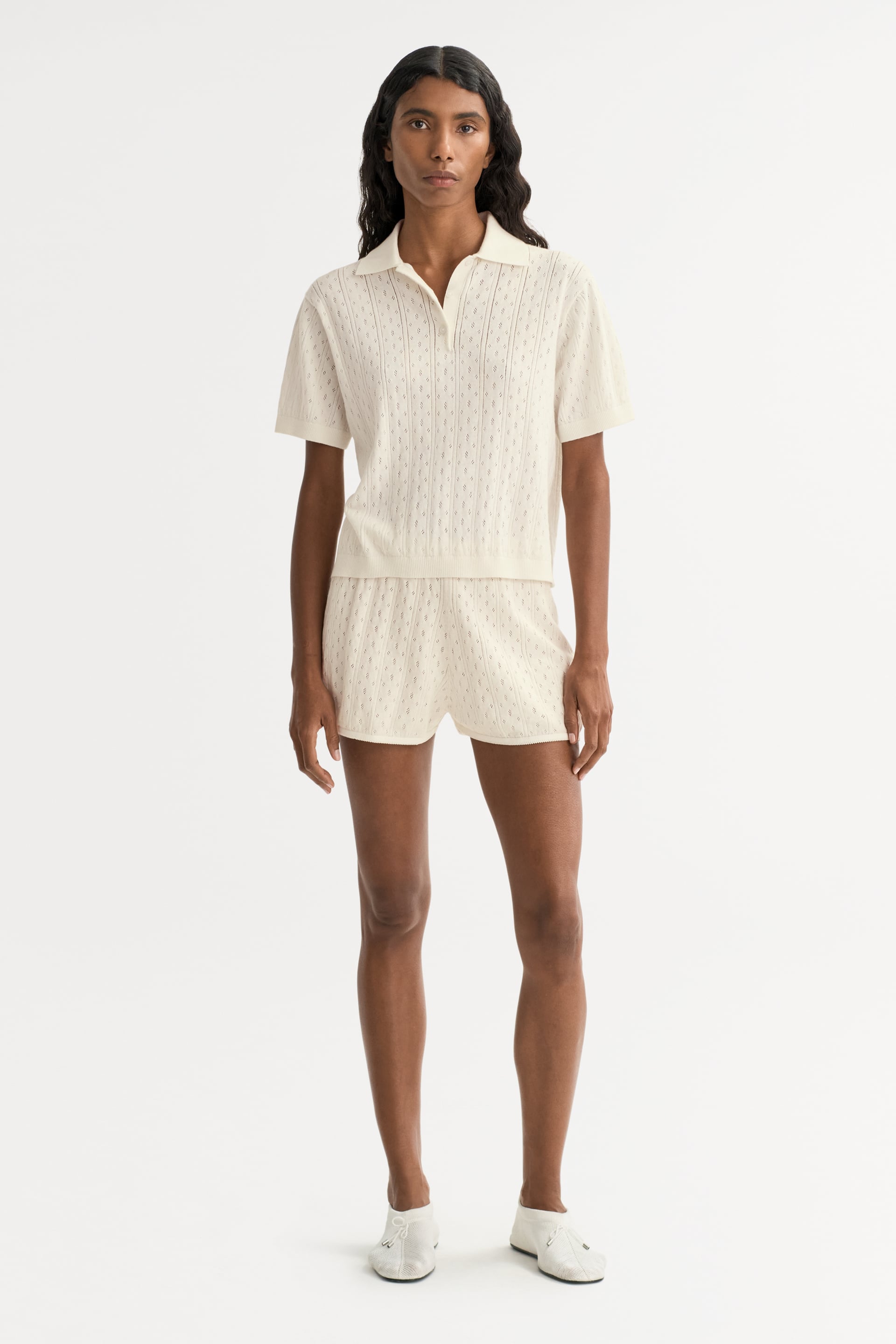 Pointelle shorts Feather White 2
