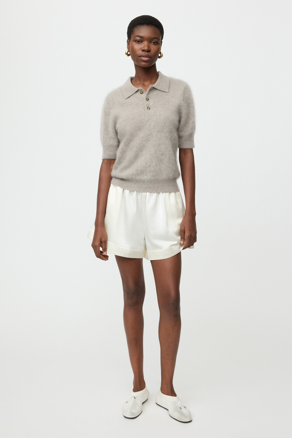 Brushed pique - Shortsleeves - Greige | Soft Goat