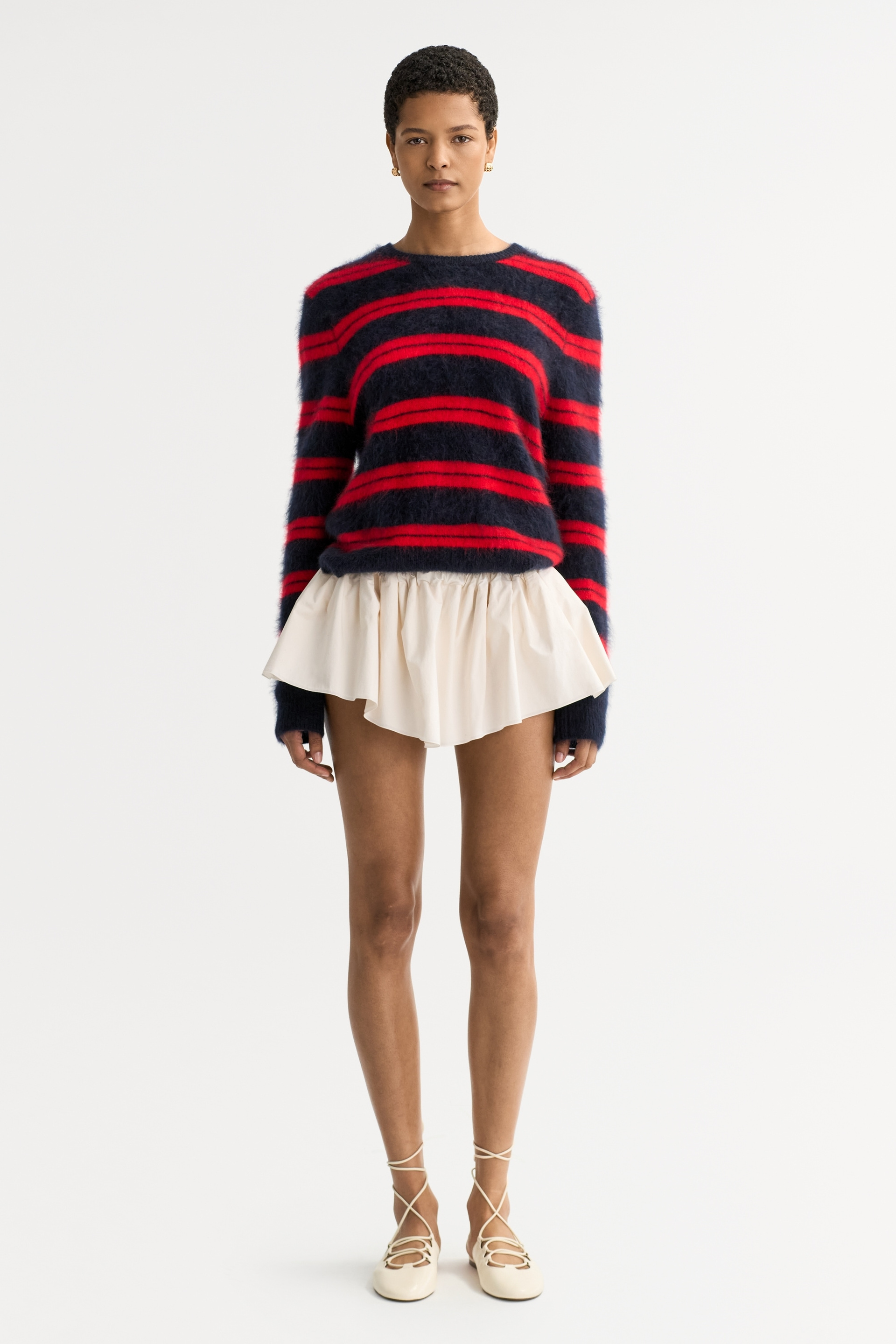 Brushed striped crewneck 0