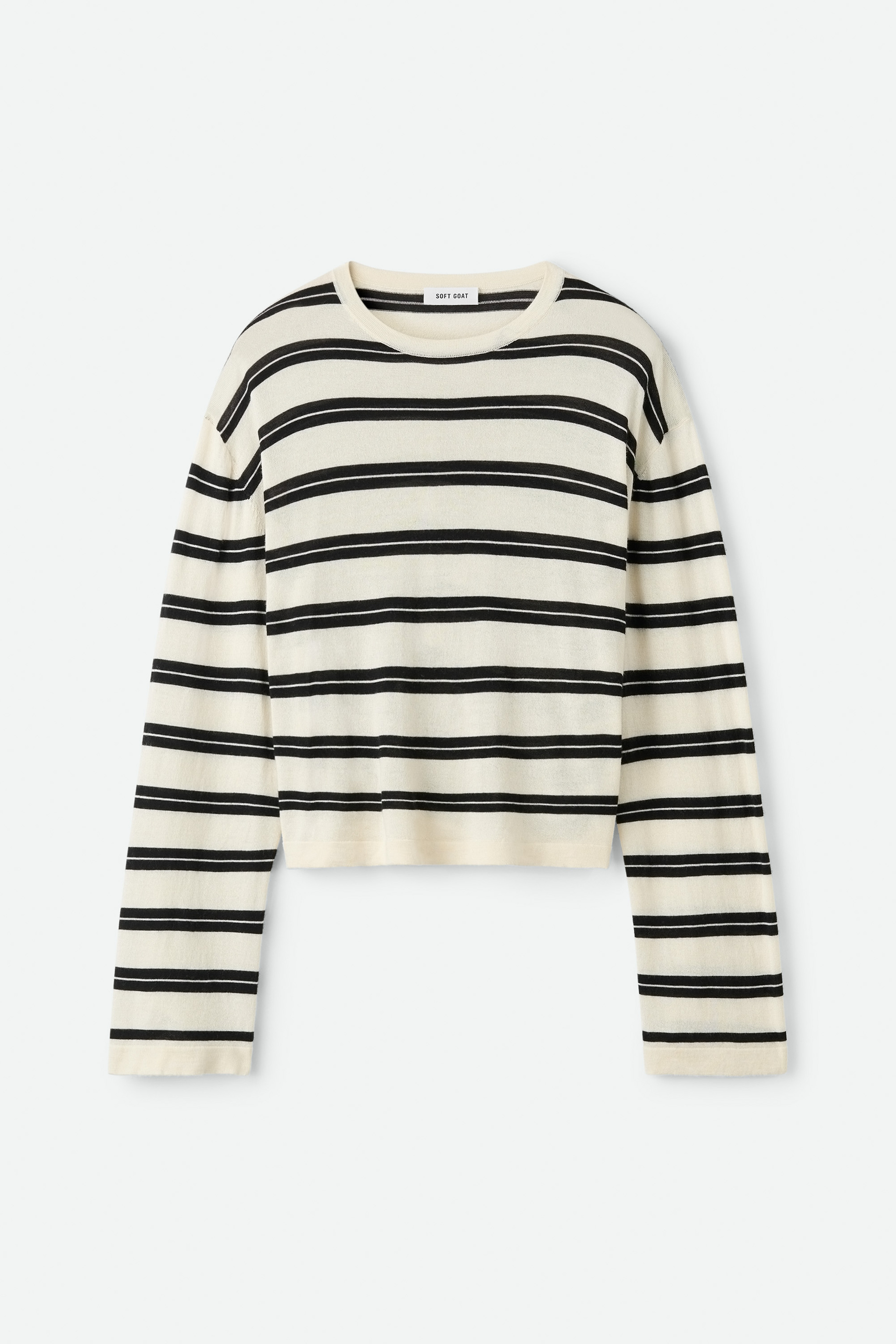 Fine knit striped crewneck Black 1