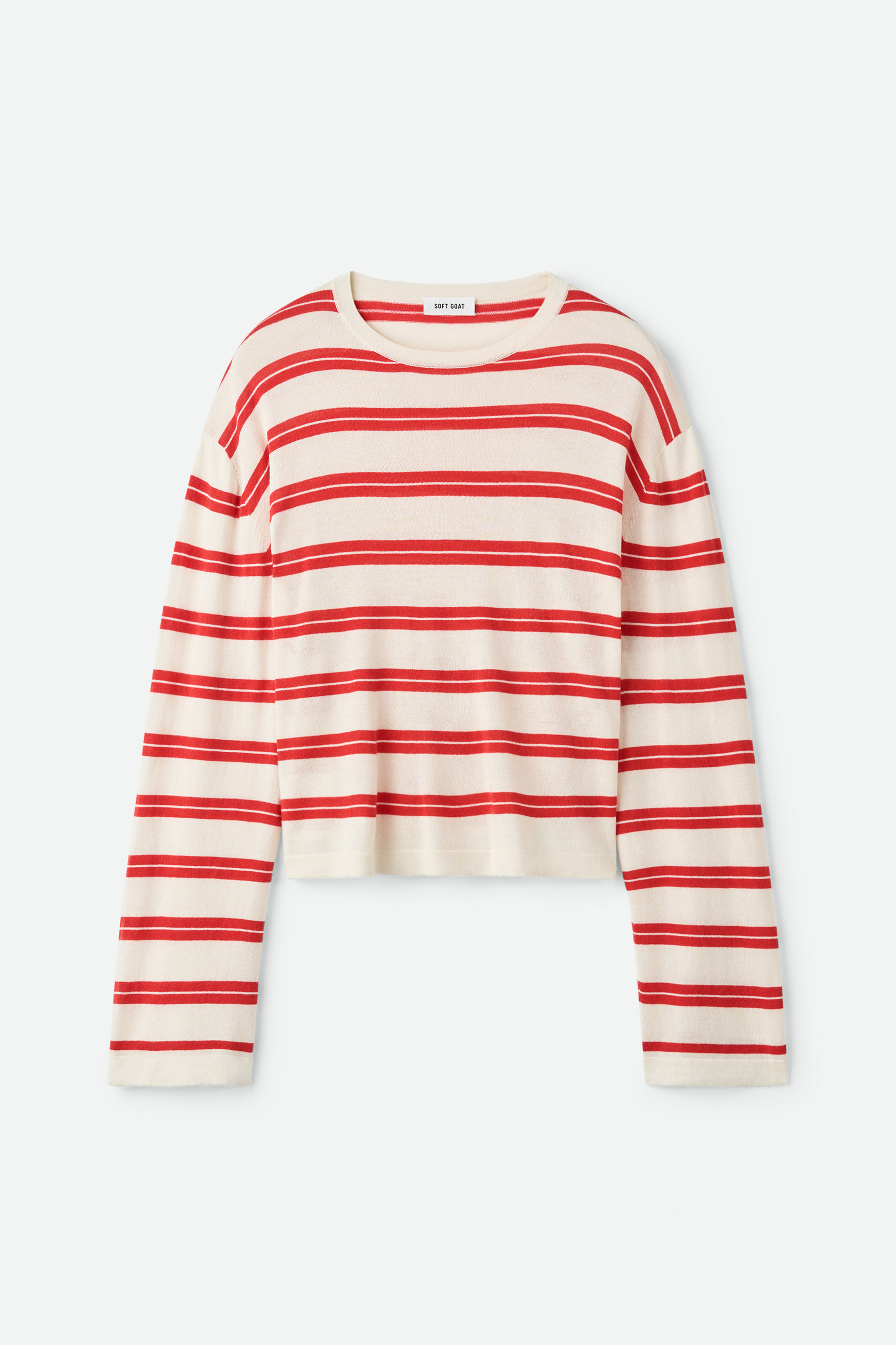 Fine knit striped crewneck Tomato 1