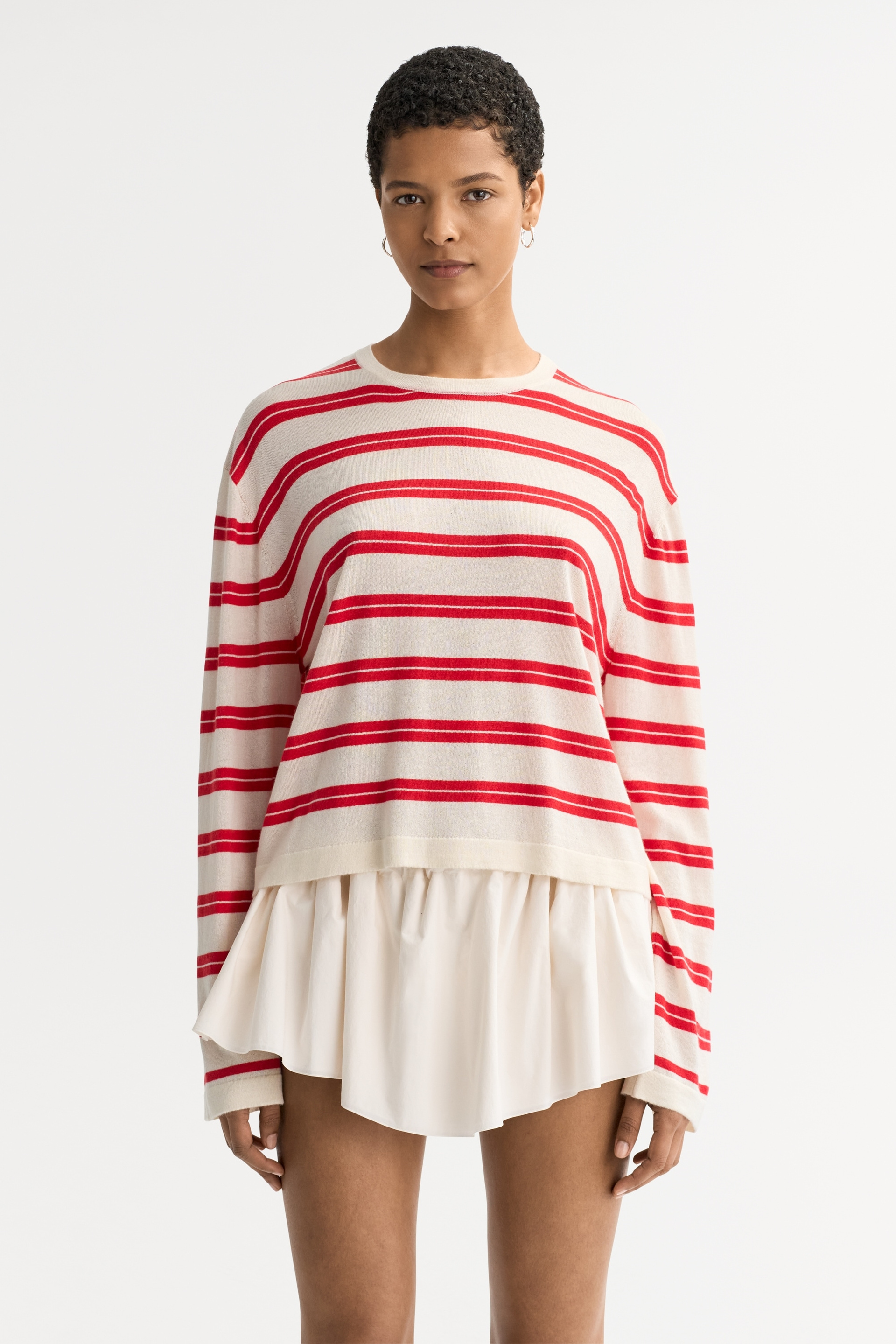 Fine knit striped crewneck 2