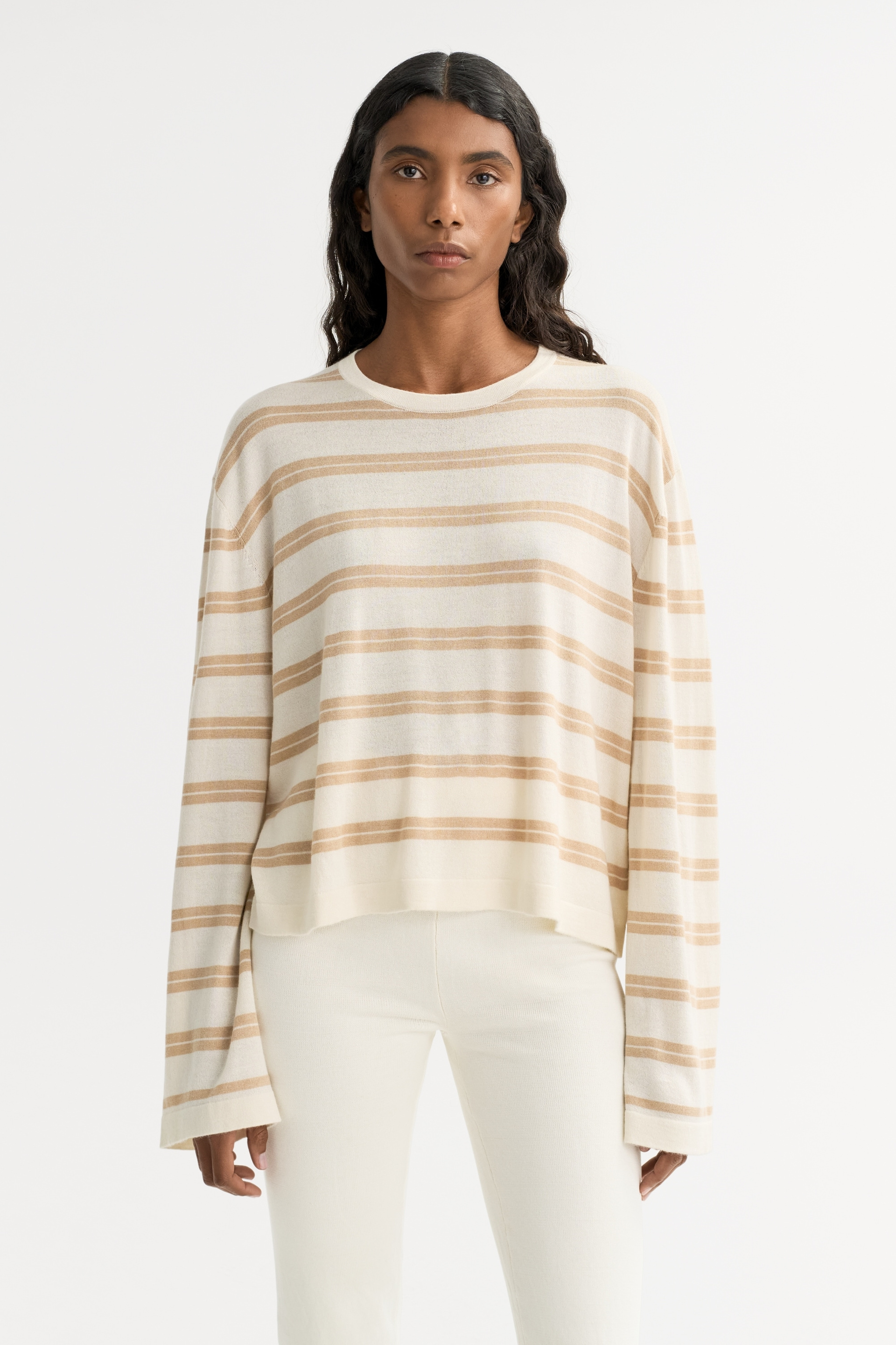 Fine knit striped crewneck 2