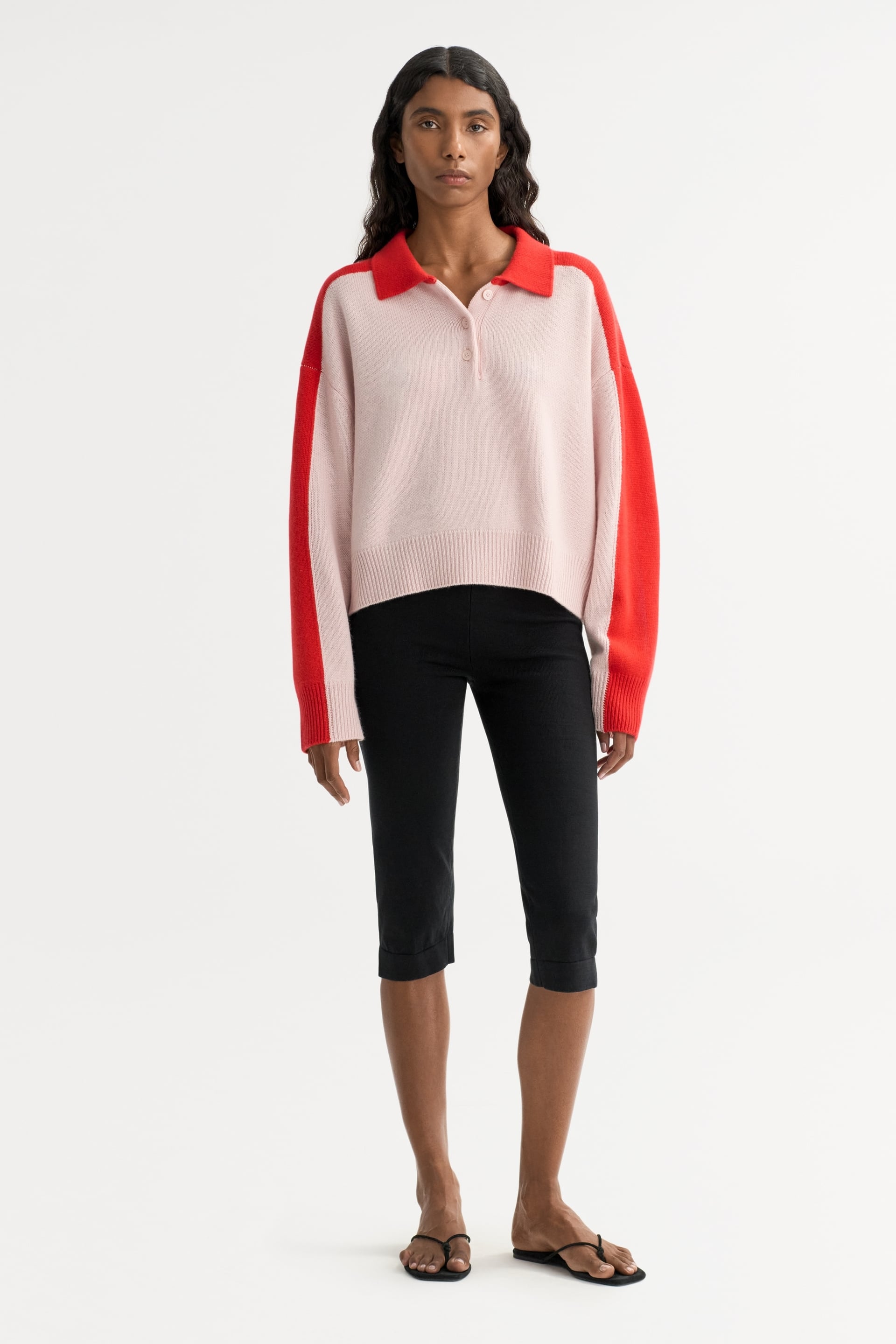 Color block polo shirt Powder 2