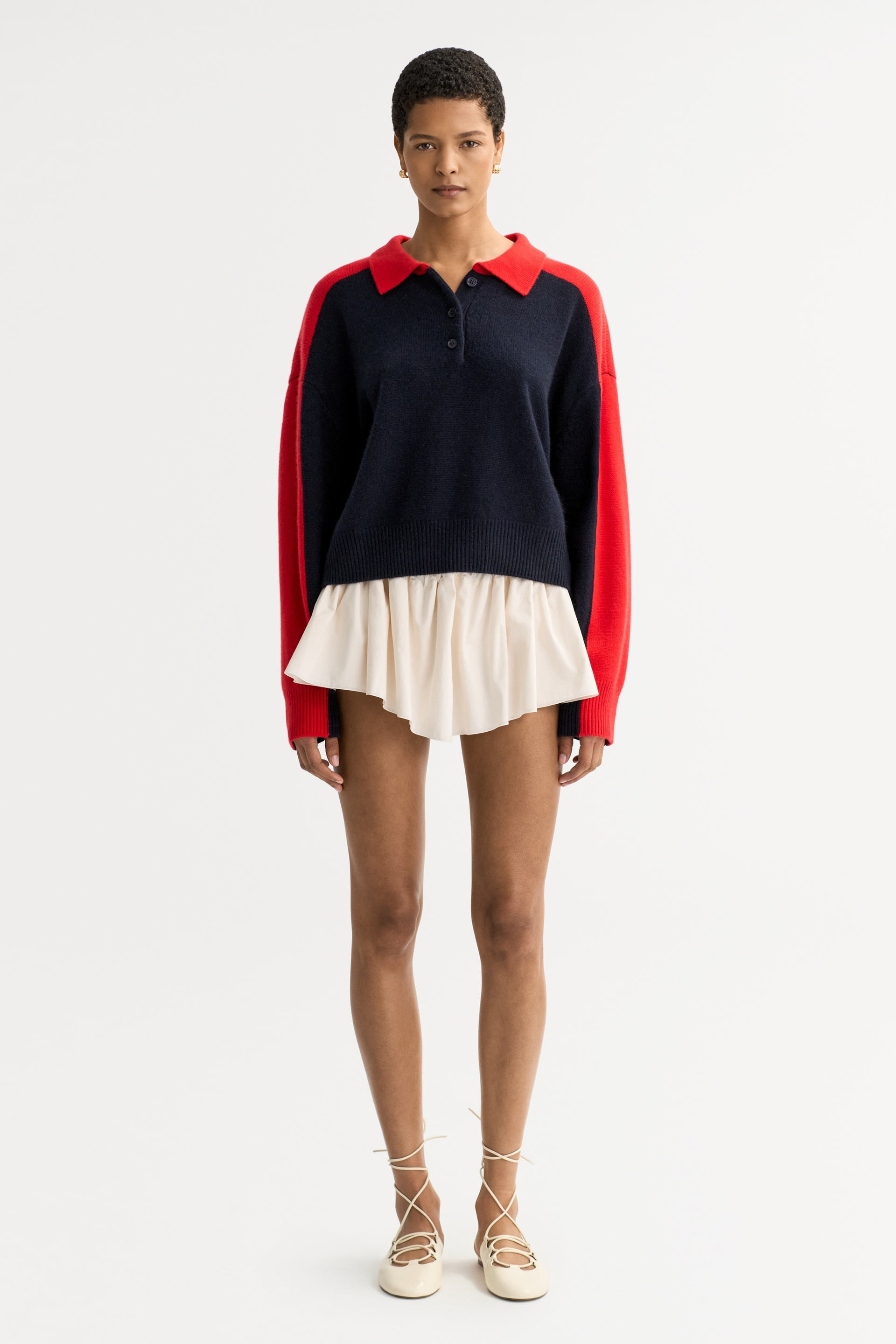 Color block polo shirt Navy 2