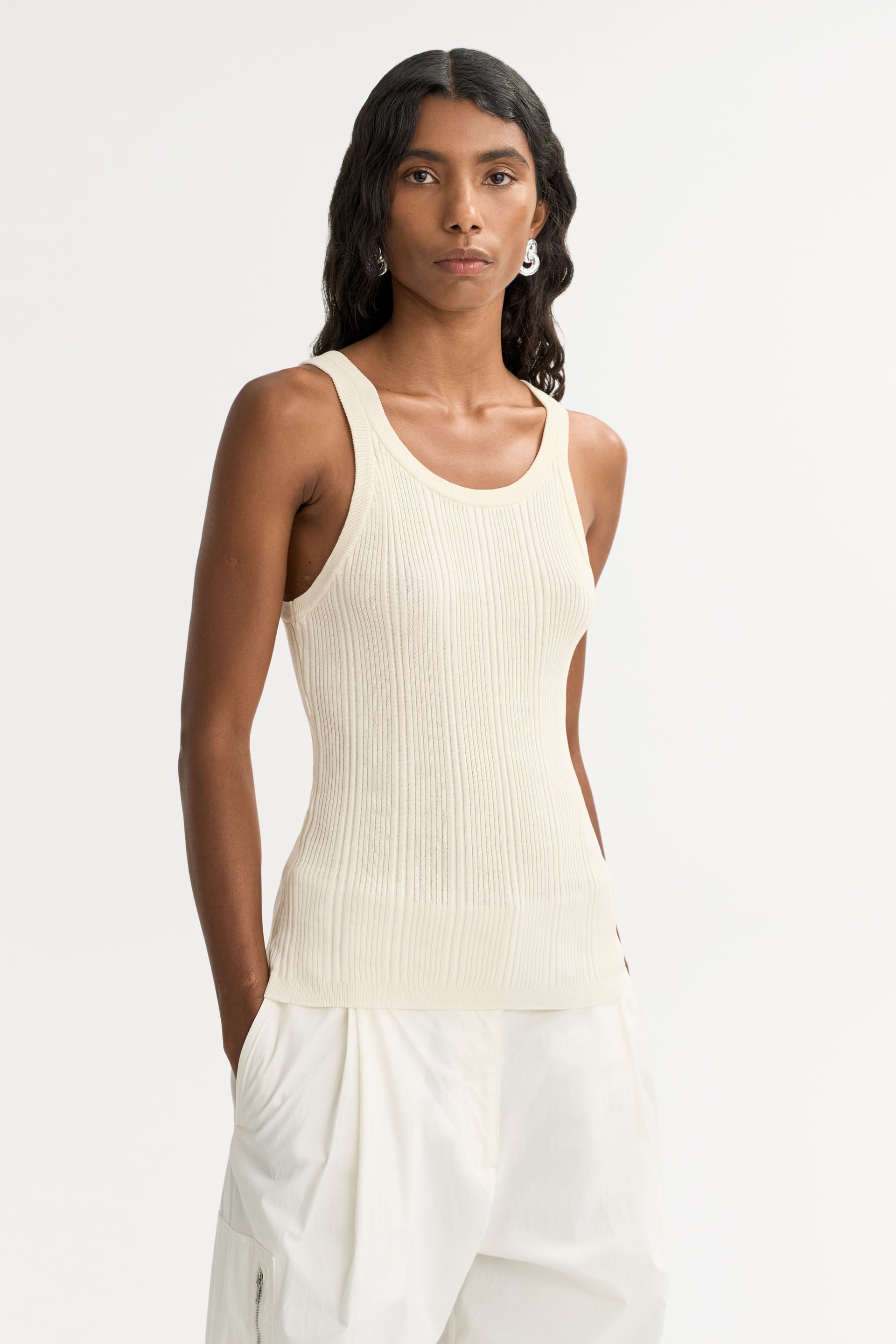 Fine knit rib singlet 2