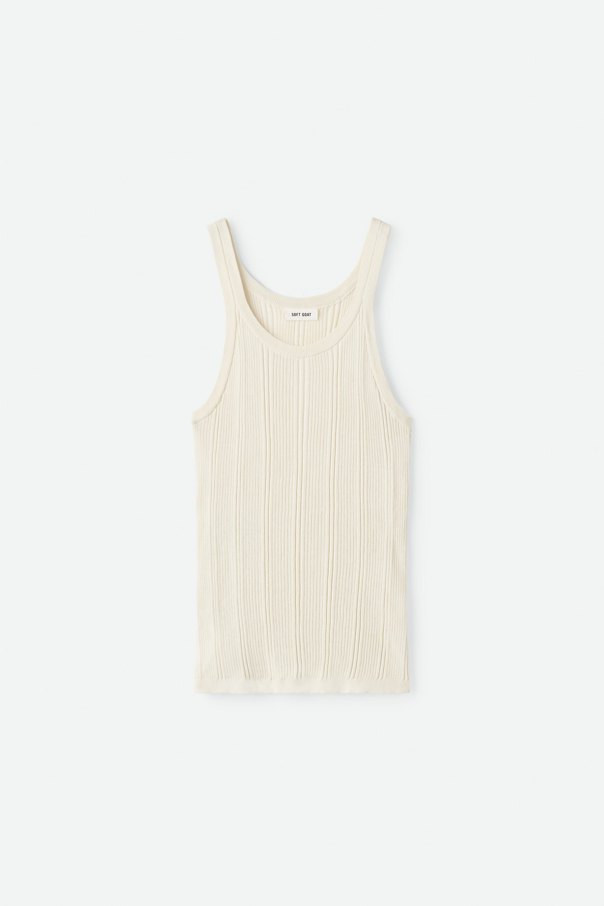 Fine knit rib singlet Ivory 1