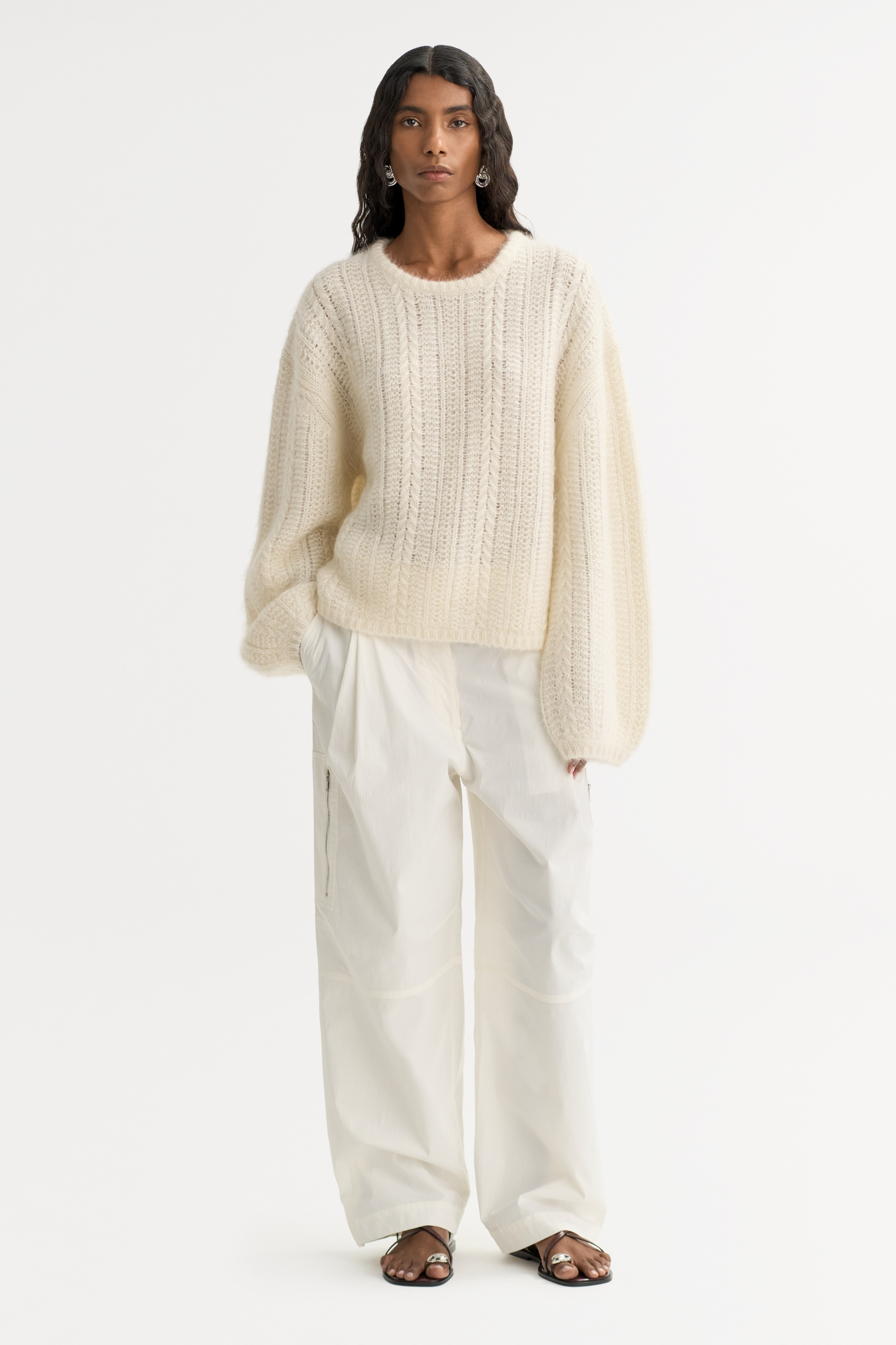 Silk knit crewneck Feather White 2